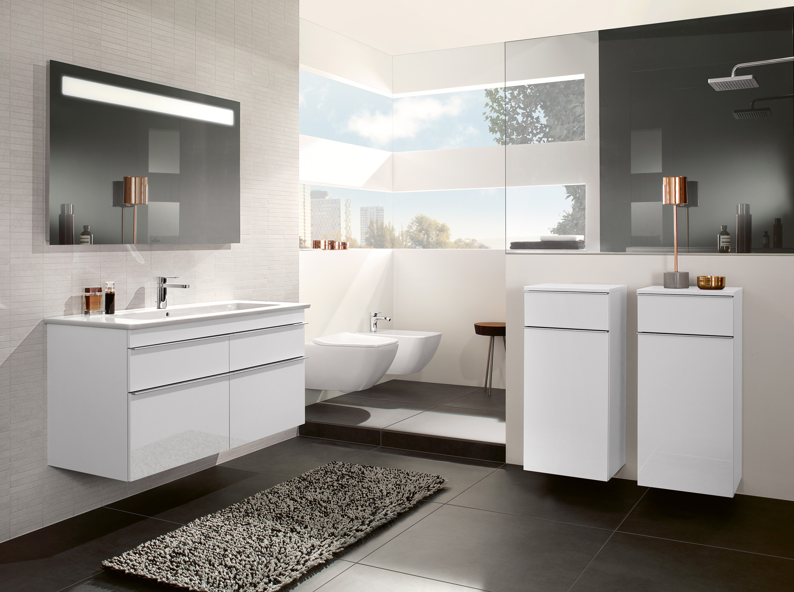 Venticello Vanity washbasin, 1200x500x175mm, with overflow, White Alpin CeramicPlus