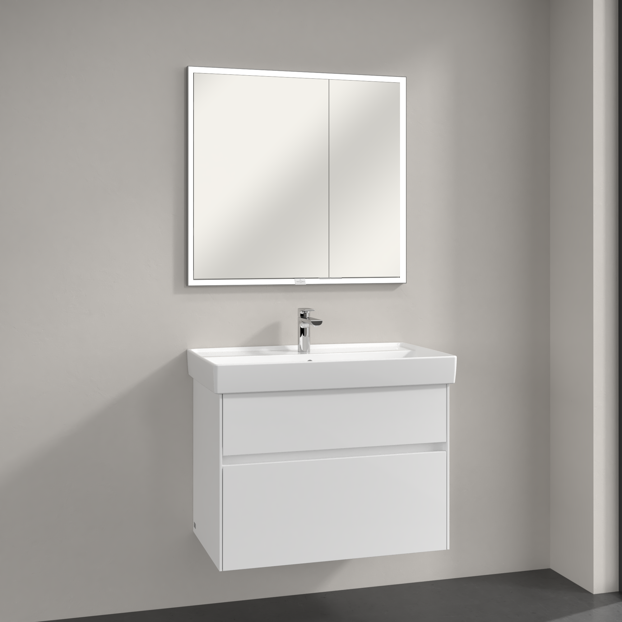 My View Now Built-in mirror cabinet, with lighting, 800x750x168mm