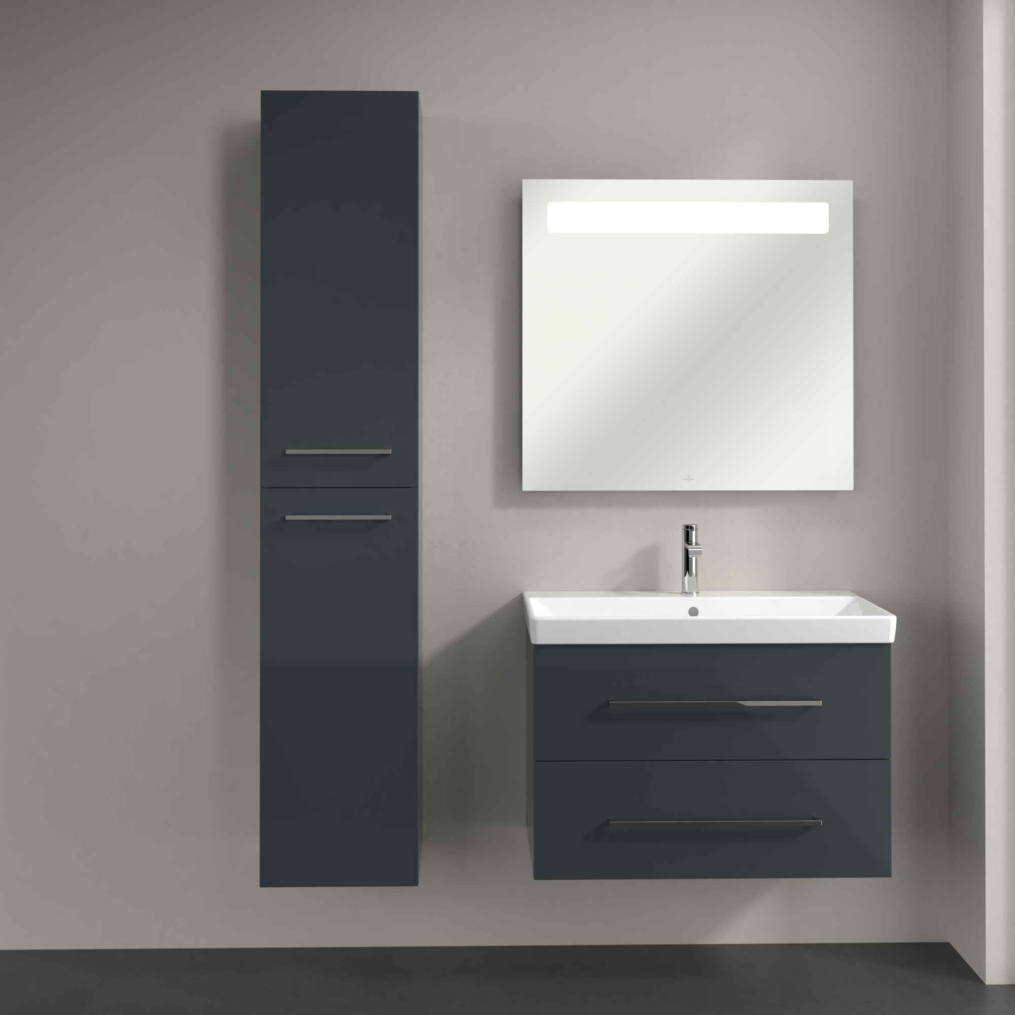 Avento Tall cabinet, 2 doors, 350x1760x372mm, Body: Crystal Grey, Front: Crystal Grey