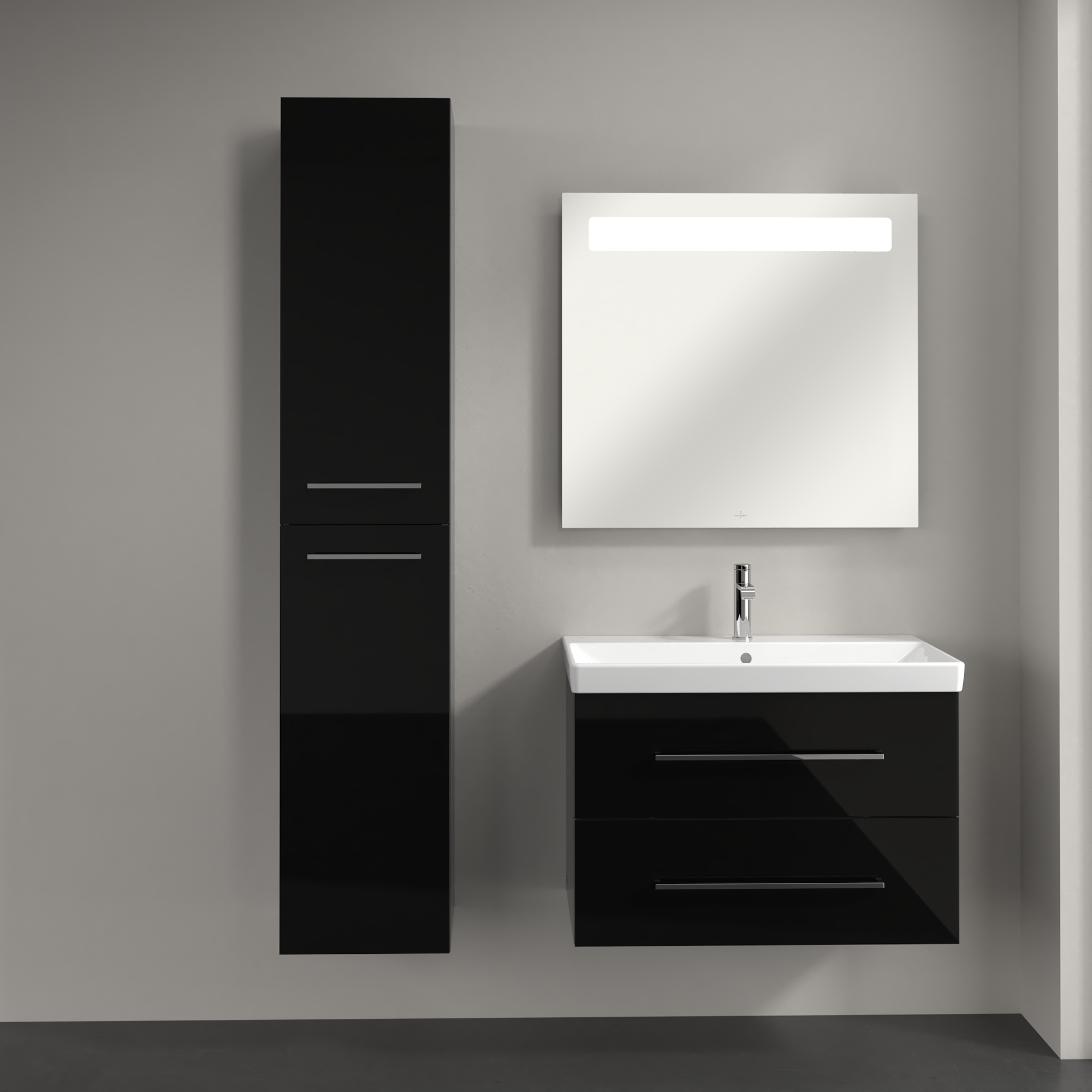 Avento Hoge kast, 2 deuren, 350x1760x372mm, Corpus: Crystal Black, Front: Crystal Black