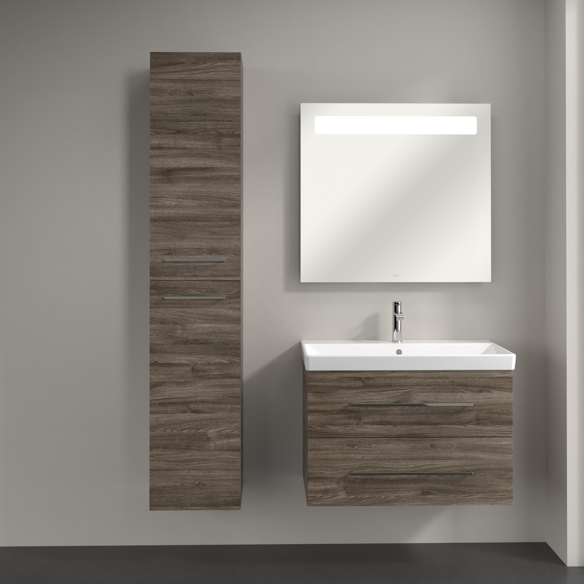 Avento Hoge kast, 2 deuren, 350x1760x372mm, Corpus: Stone Oak, Front: Stone Oak