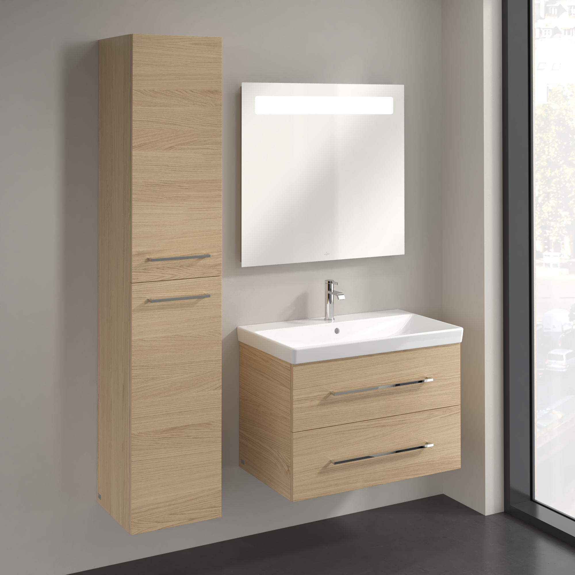 Avento Hoge kast, 2 deuren, 350x1760x372mm, Corpus: Nordic Oak, Front: Nordic Oak