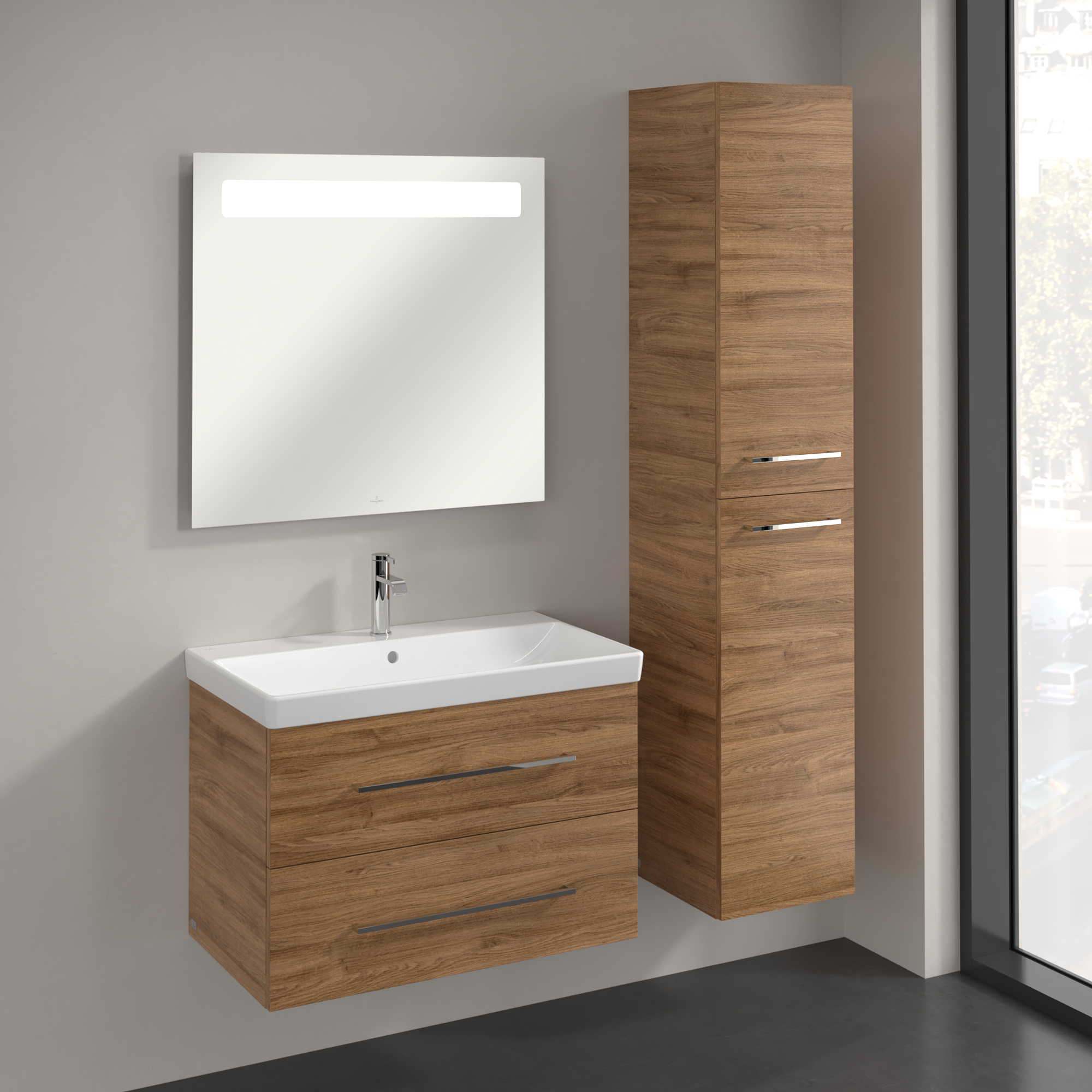 Avento Hoge kast, 2 deuren, 350x1760x372mm, Corpus: Oak Kansas, Front: Oak Kansas