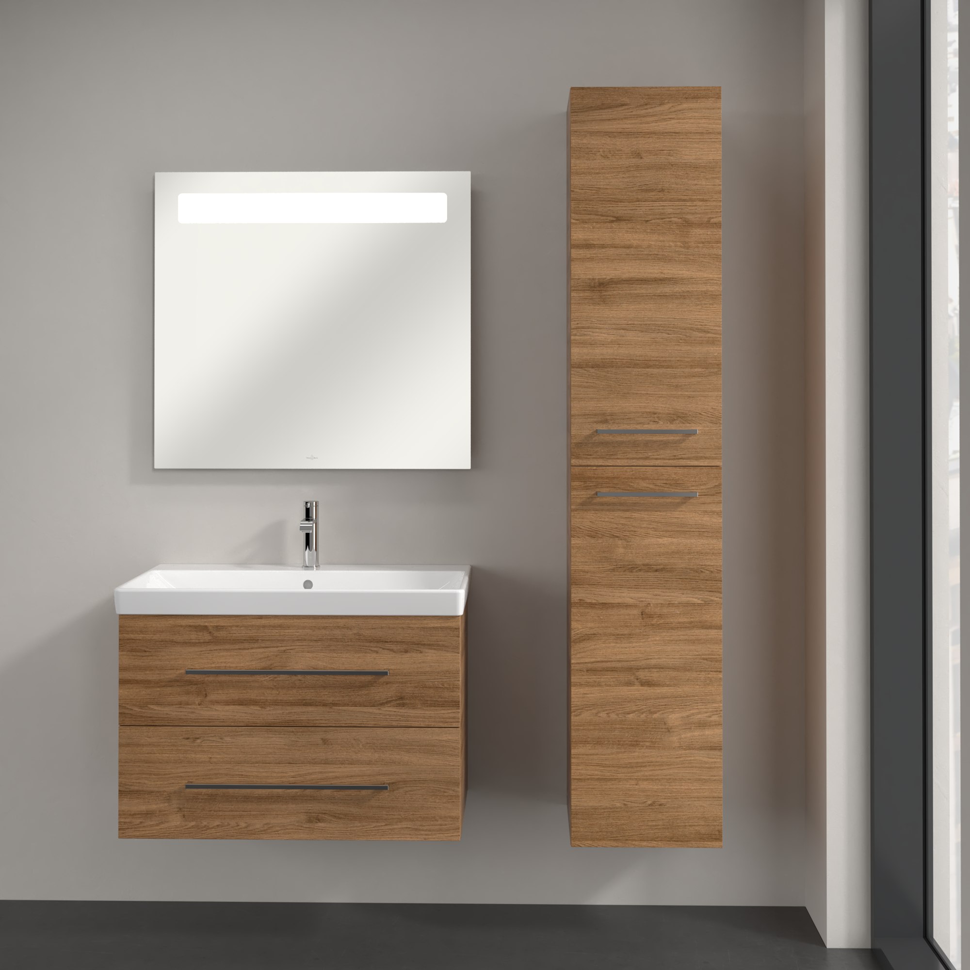 Avento Hoge kast, 2 deuren, 350x1760x372mm, Corpus: Oak Kansas, Front: Oak Kansas