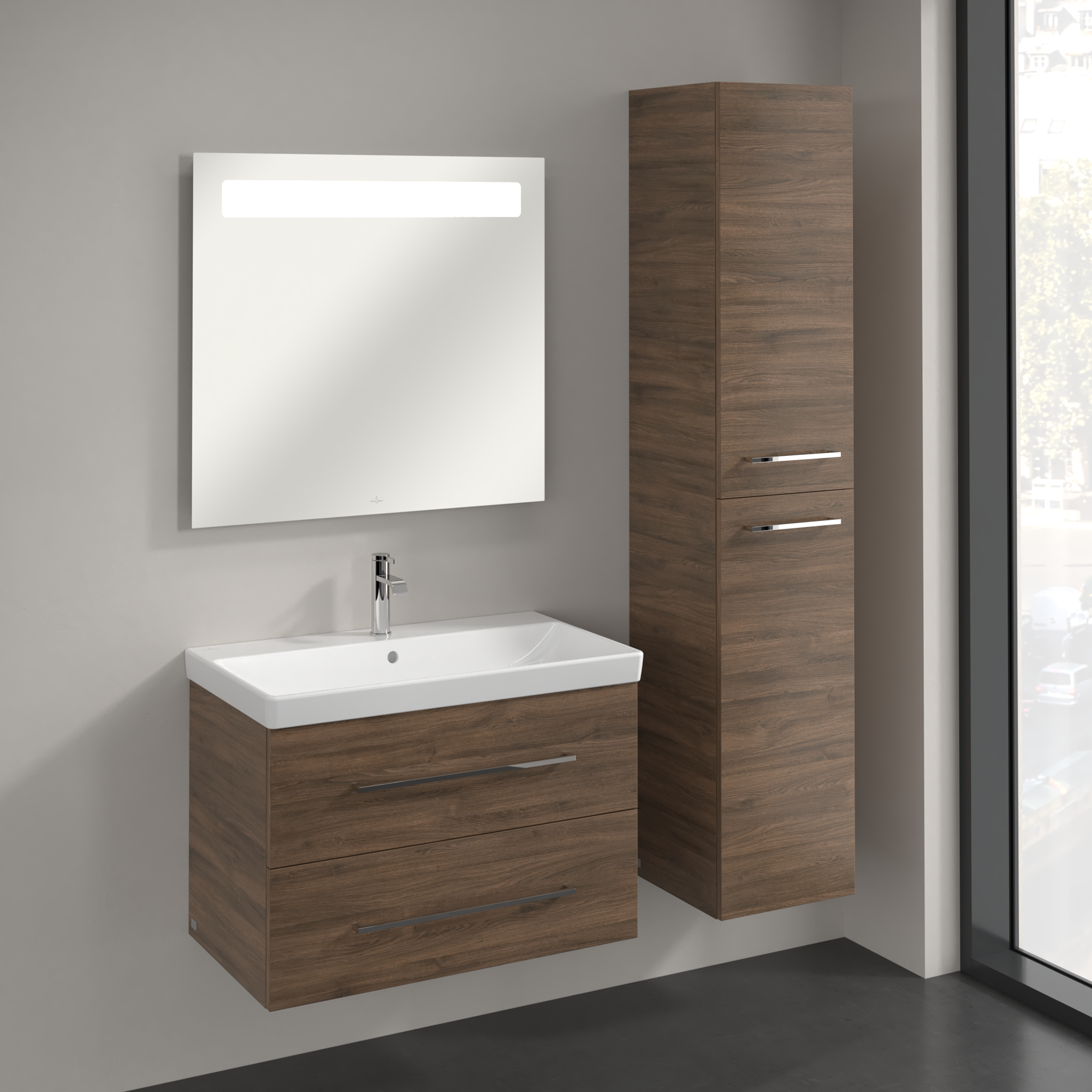 Avento Hoge kast, 2 deuren, 350x1760x372mm, Corpus: Arizona Oak, Front: Arizona Oak
