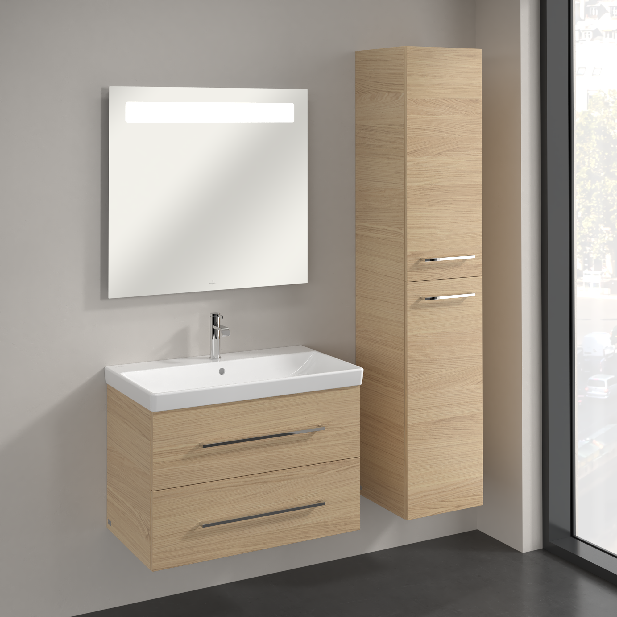 Avento Hoge kast, 2 deuren, 350x1760x372mm, Corpus: Nordic Oak, Front: Nordic Oak