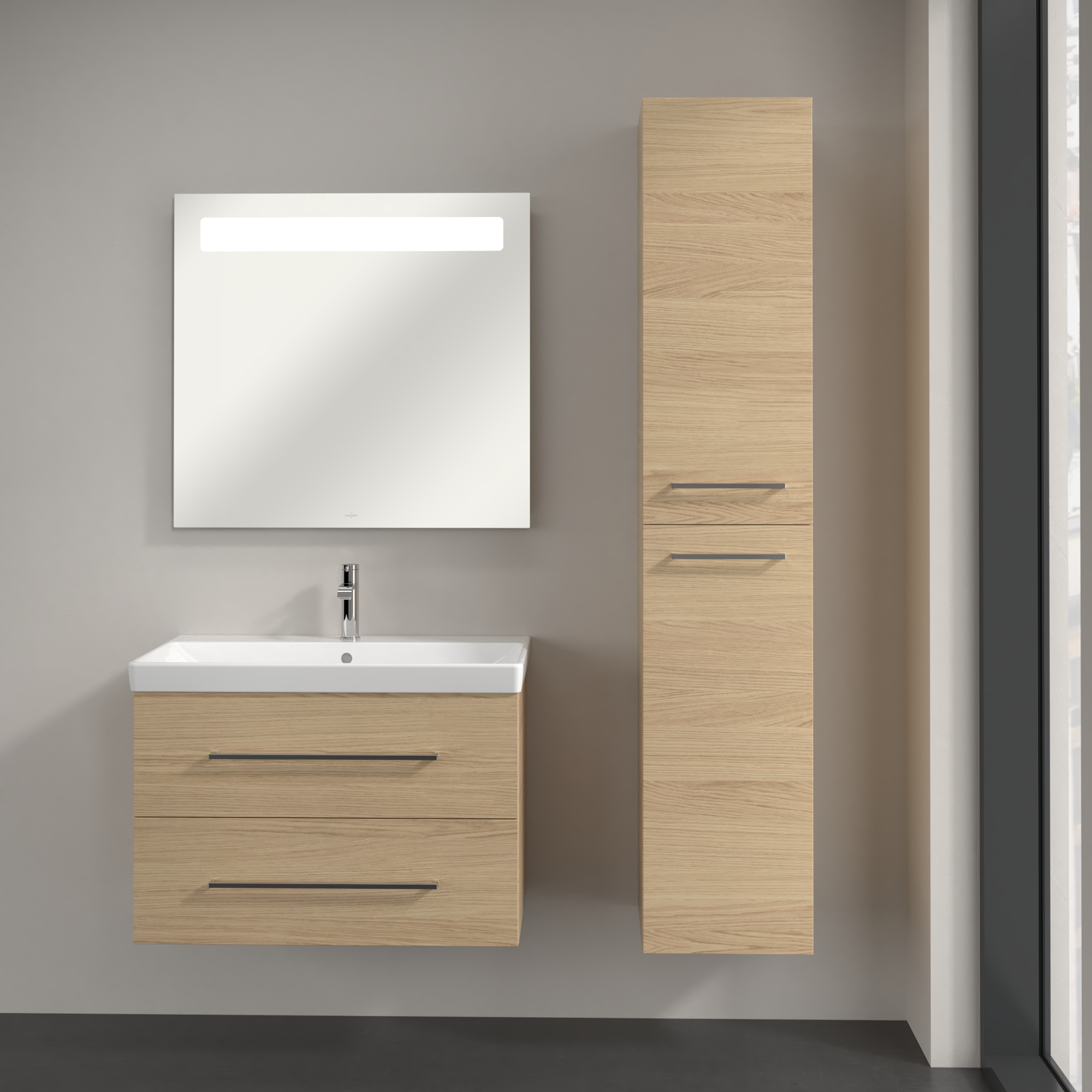 Avento Hoge kast, 2 deuren, 350x1760x372mm, Corpus: Nordic Oak, Front: Nordic Oak