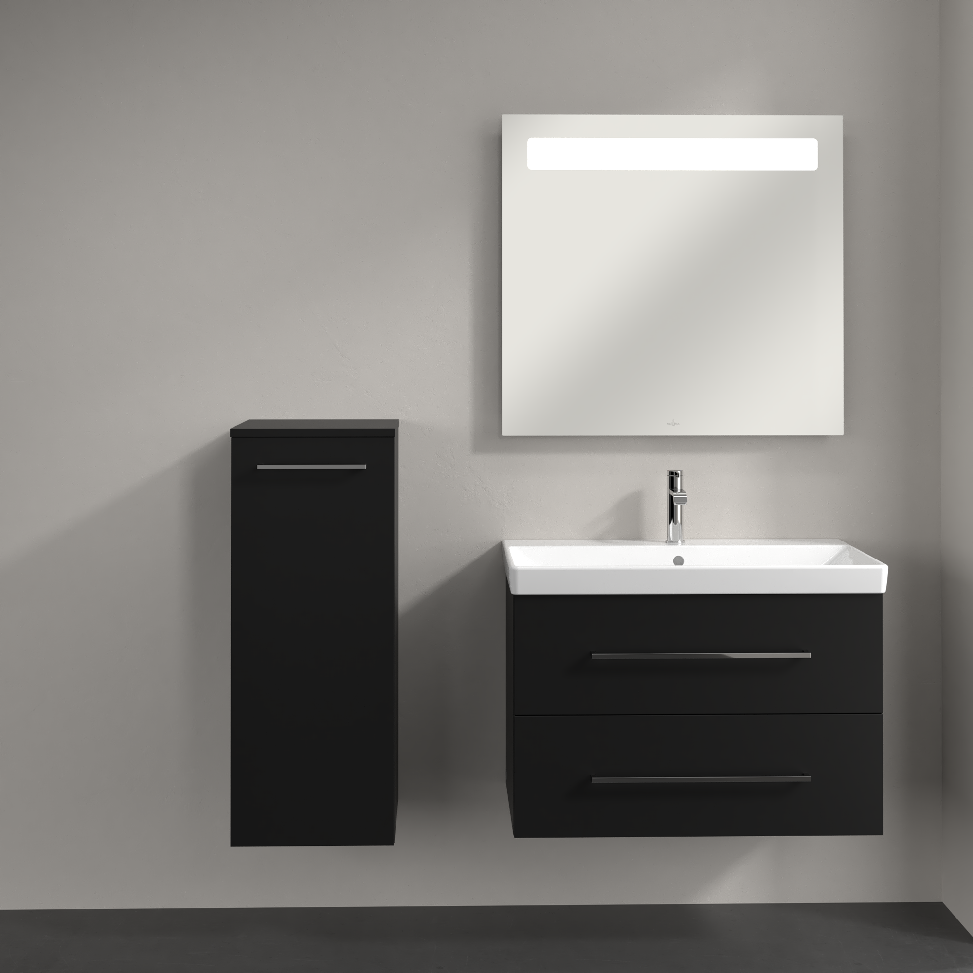 Avento Zijkast, 1 deur, 350x890x373mm, Corpus: Volcano Black, Front: Volcano Black