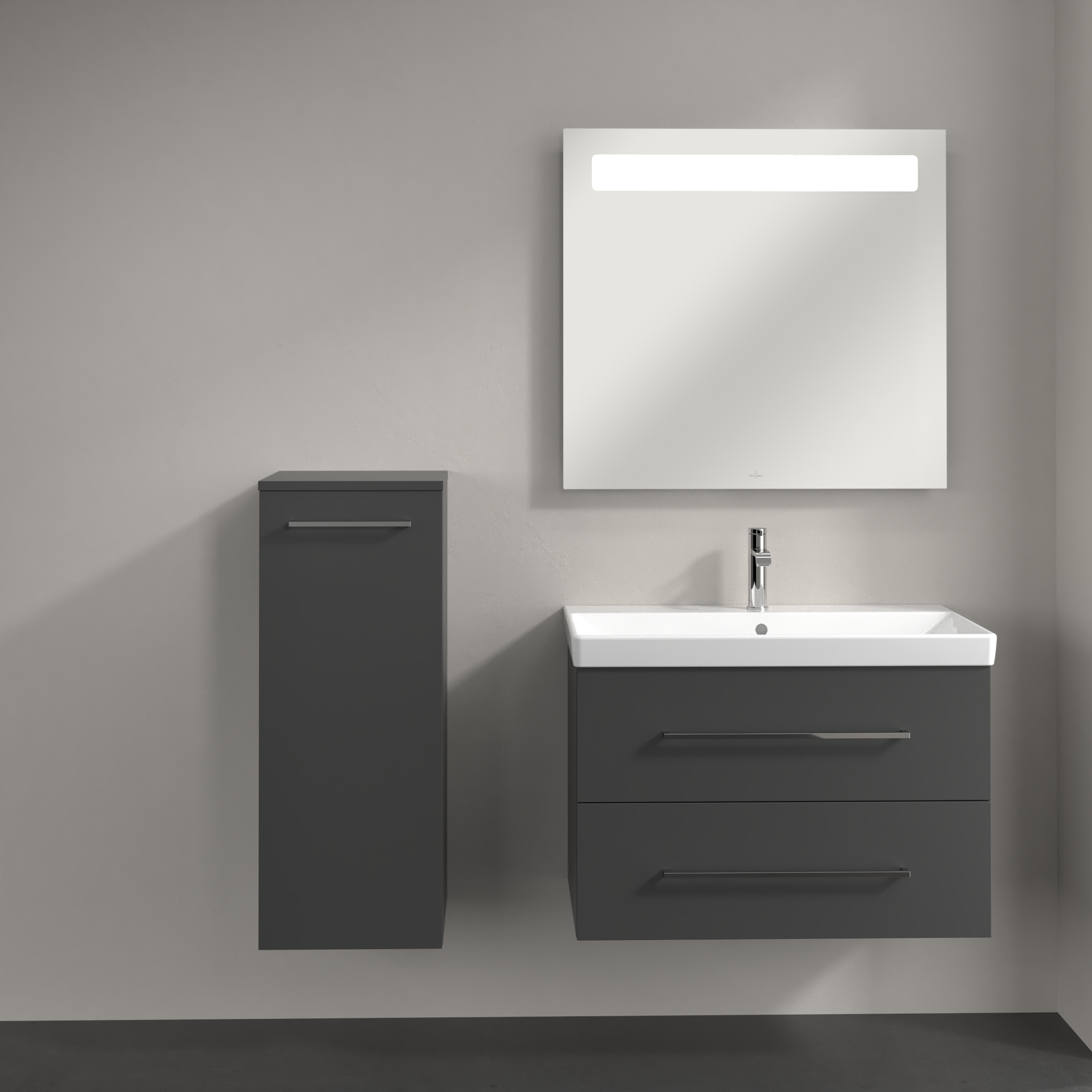Avento Side cabinet, 1 door, 350x890x373mm, Body: Graphite, Front: Graphite