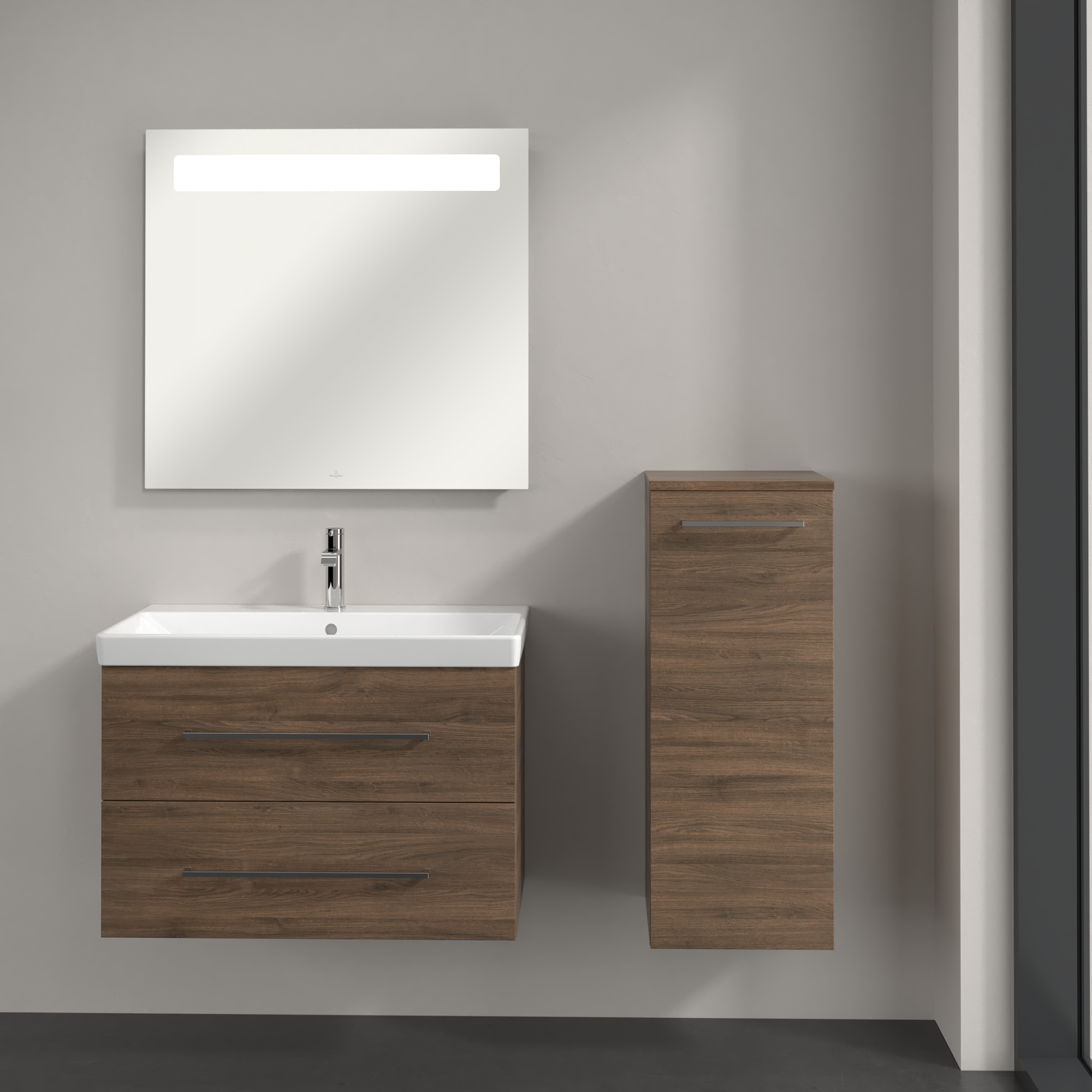 Avento Sidoskåp, 1 dörr, 350x890x373mm, Kropp: Arizona Oak, Framsida: Arizona Oak