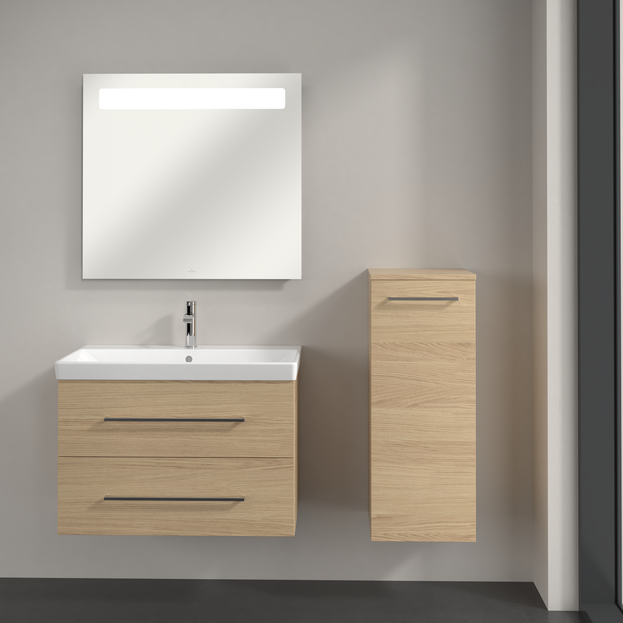 Avento Side cabinet, 1 door, 350x890x373mm, Body: Nordic Oak, Front: Nordic Oak