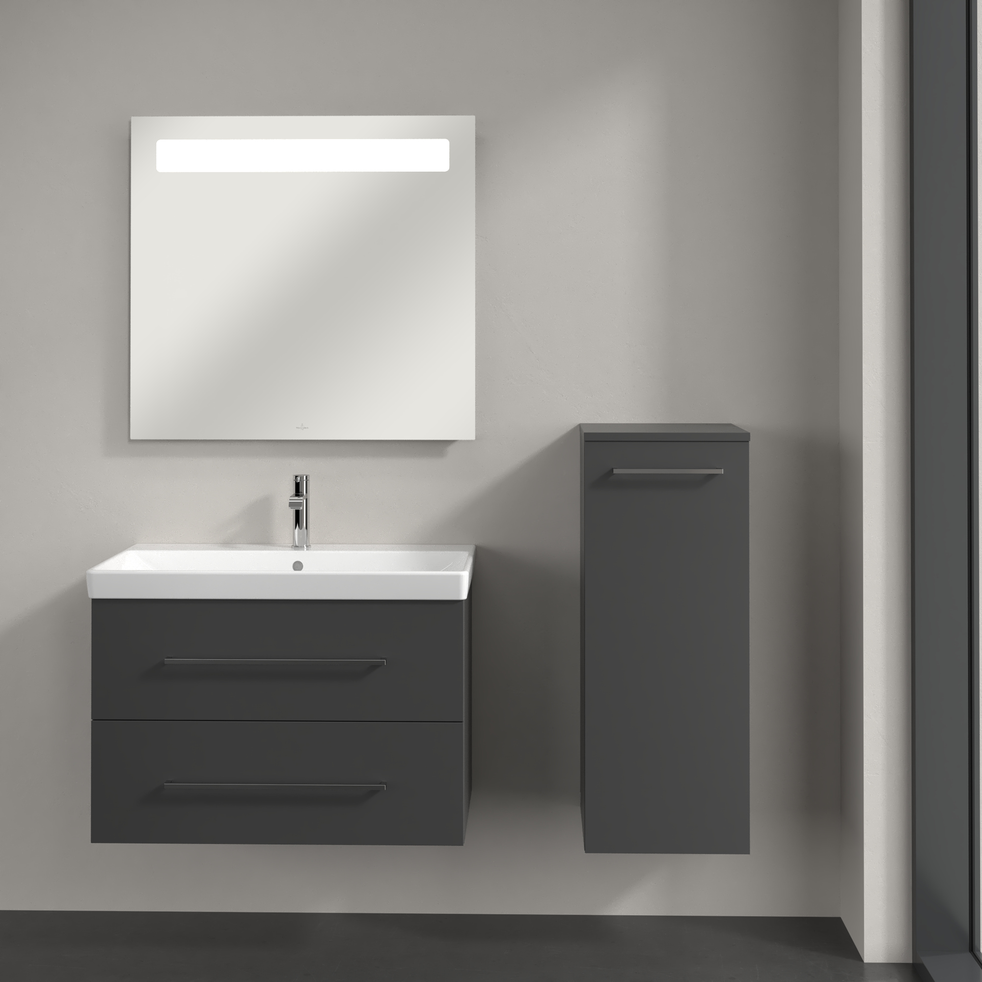 Avento Zijkast, 1 deur, 350x890x373mm, Corpus: Graphite, Front: Graphite