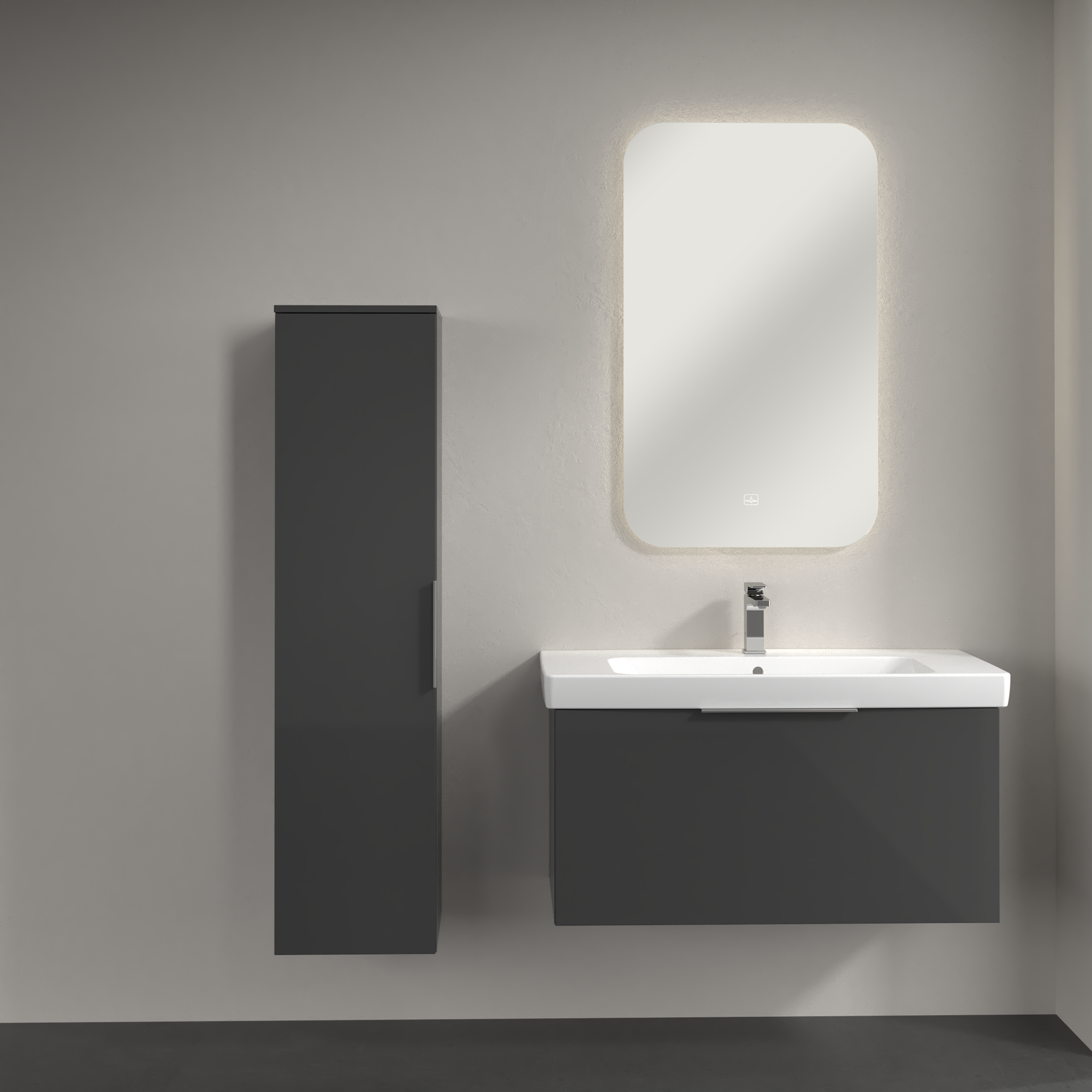 Architectura Armario alto, 1 puerta, 350x1400x346mm, Cuerpo: Grey, Frontal: Grey