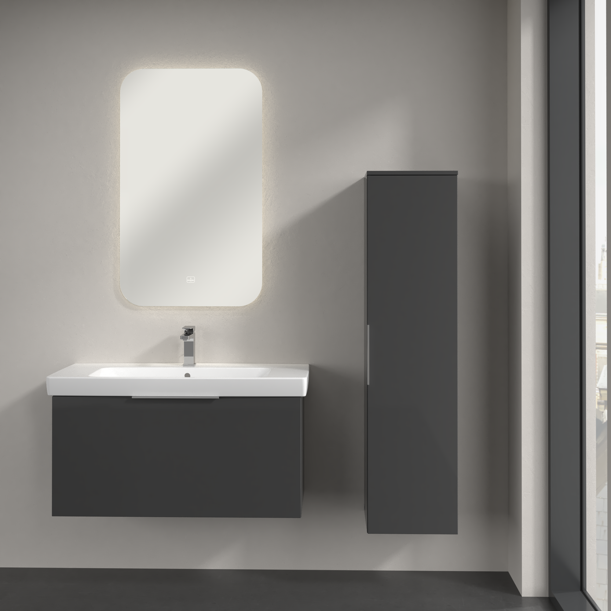 Architectura Armadio a colonna, 1 anta, 350x1400x346mm, Corpo: Grey, Fronte: Grey