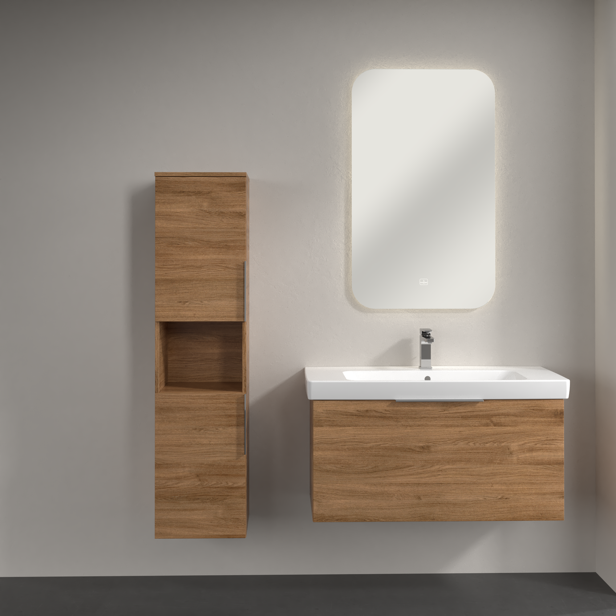 Architectura Armario alto, 2 puertas, 350x1400x346mm, Cuerpo: Oak Kansas, Frontal: Oak Kansas