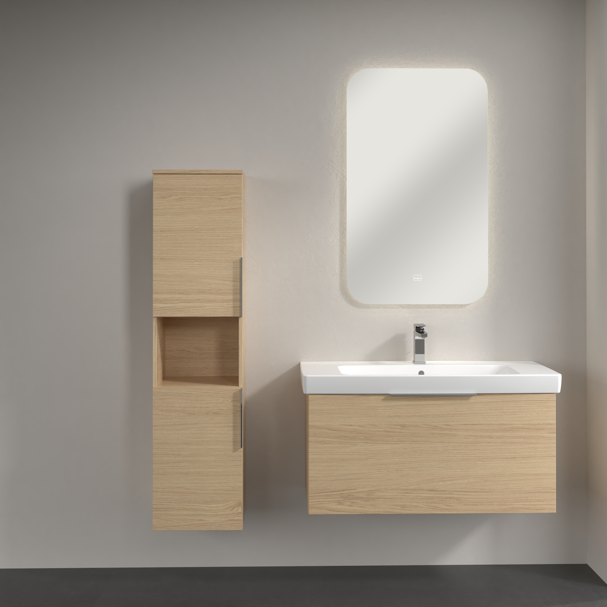 Architectura Tall cabinet, 2 doors, 350x1400x346mm, Body: Nordic Oak, Front: Nordic Oak