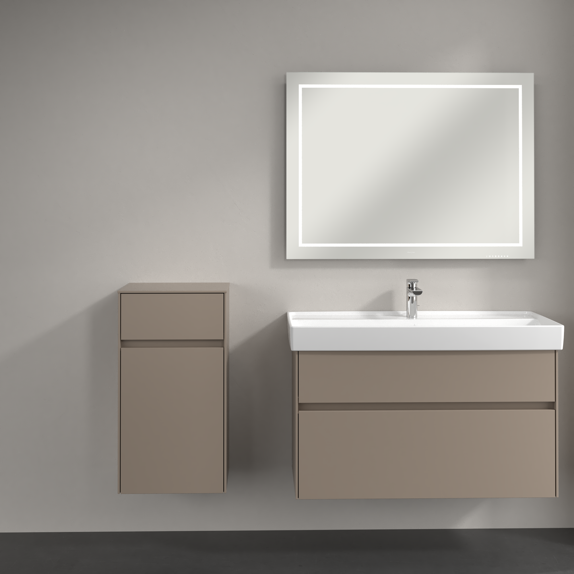 Collaro Szafka boczna, 1 drzwi, 1 szuflada, 404x748x349mm, Korpus: Taupe, Front: Taupe