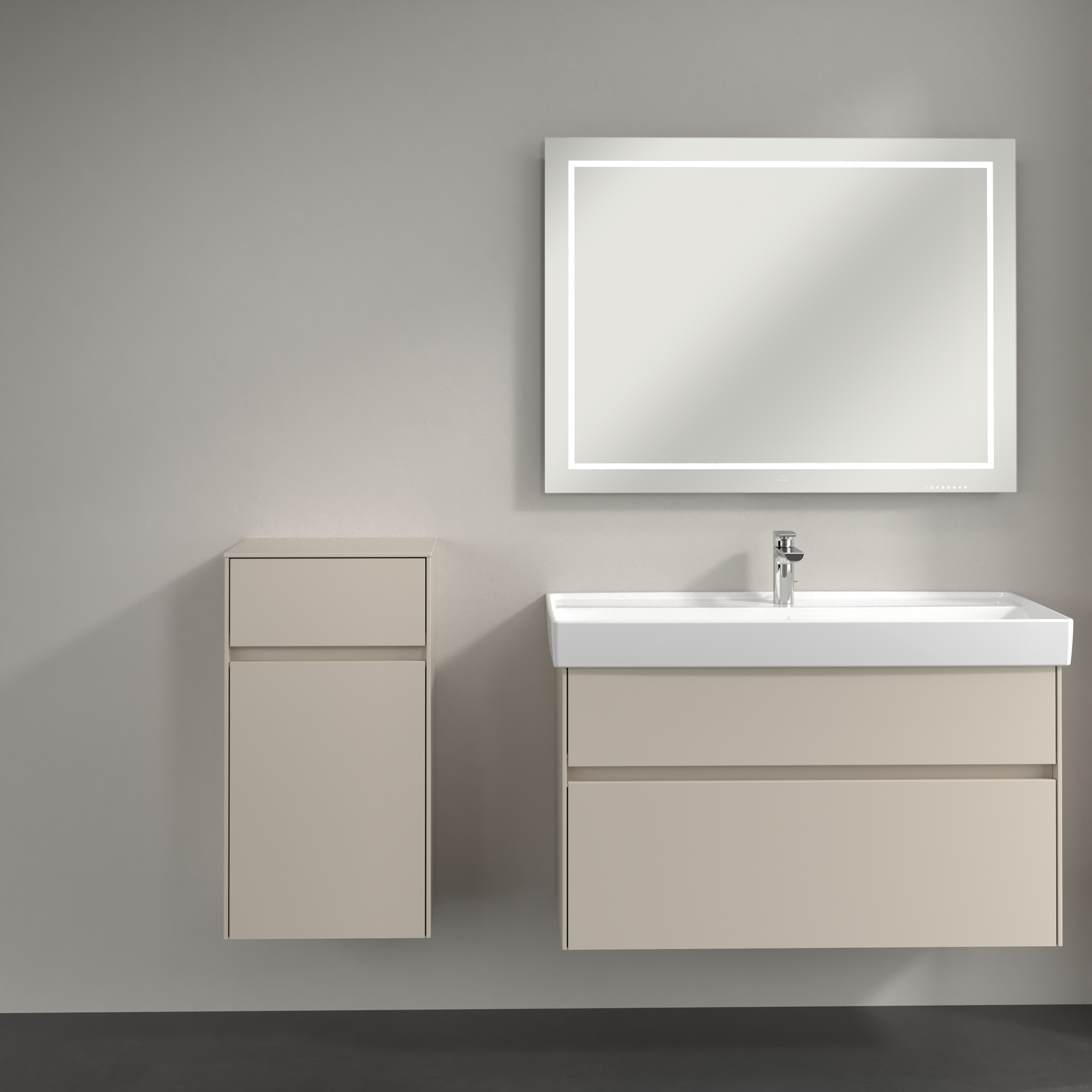 Collaro Szafka boczna, 1 drzwi, 1 szuflada, 404x748x349mm, Korpus: Cashmere Grey, Front: Cashmere Grey