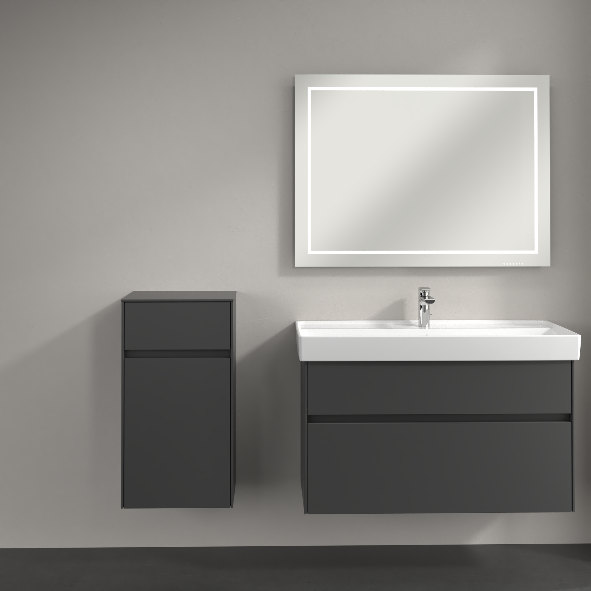 Collaro Szafka boczna, 1 drzwi, 1 szuflada, 404x748x349mm, Korpus: Graphite, Front: Graphite