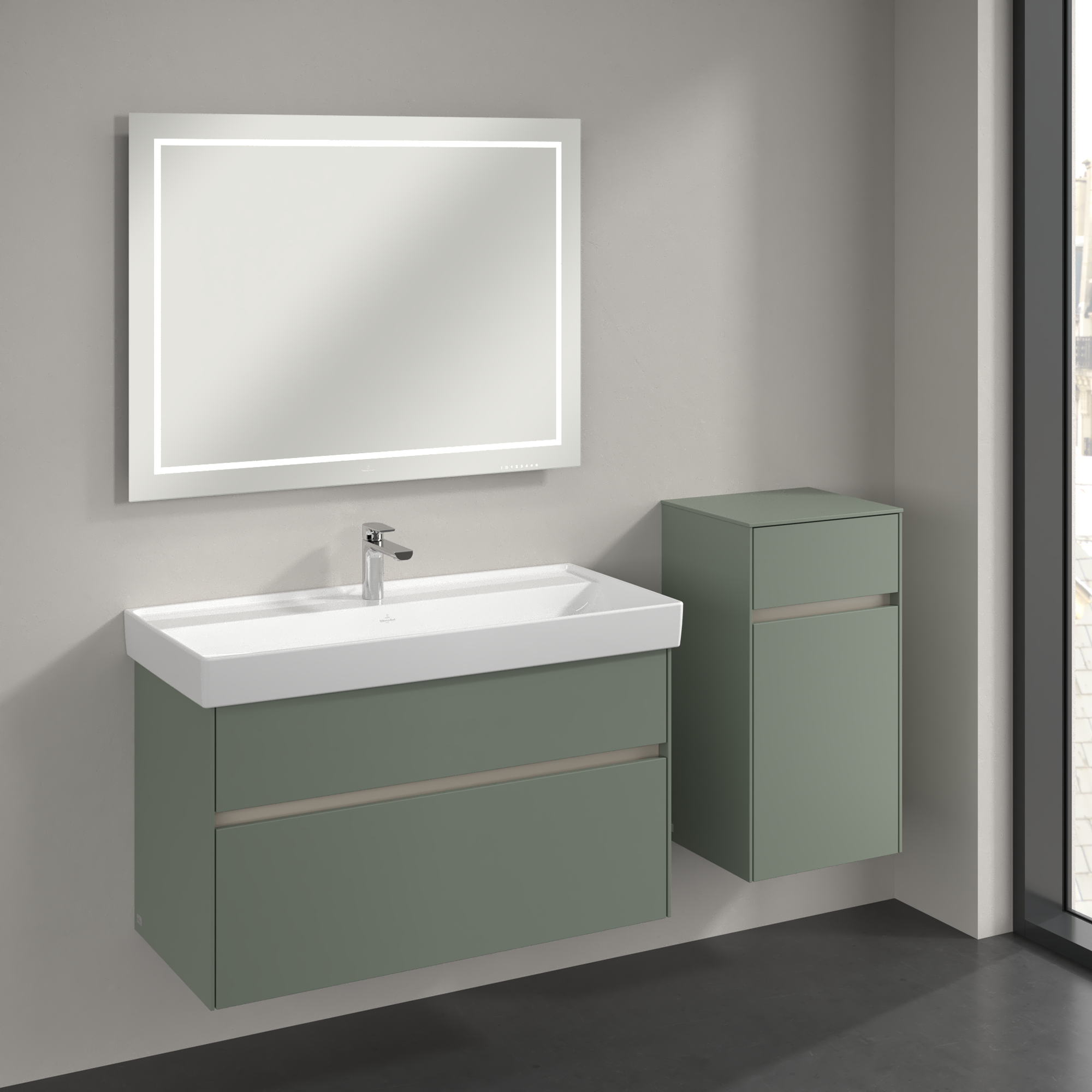 Collaro Side cabinet, 1 door, 1 drawer, 404x748x349mm, Body: Soft Green, Front: Soft Green