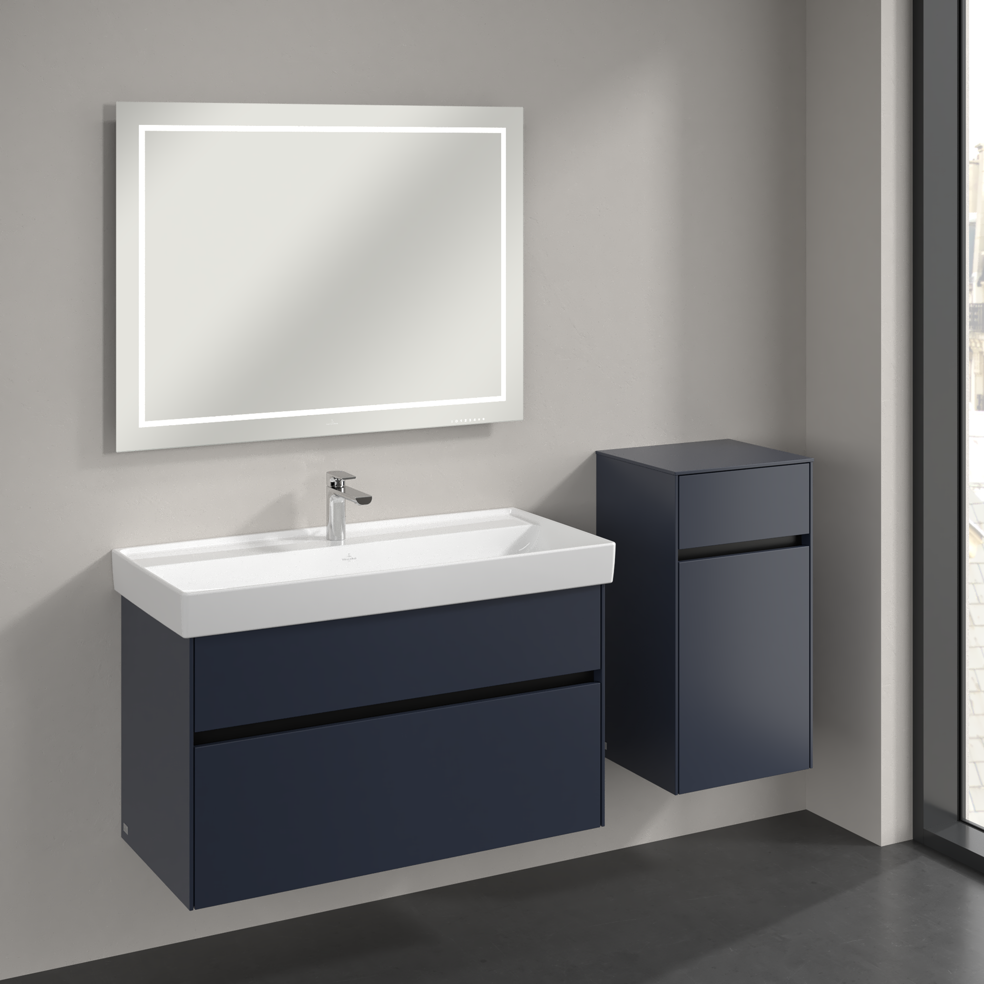 Collaro Szafka boczna, 1 drzwi, 1 szuflada, 404x748x349mm, Korpus: Marine Blue, Front: Marine Blue