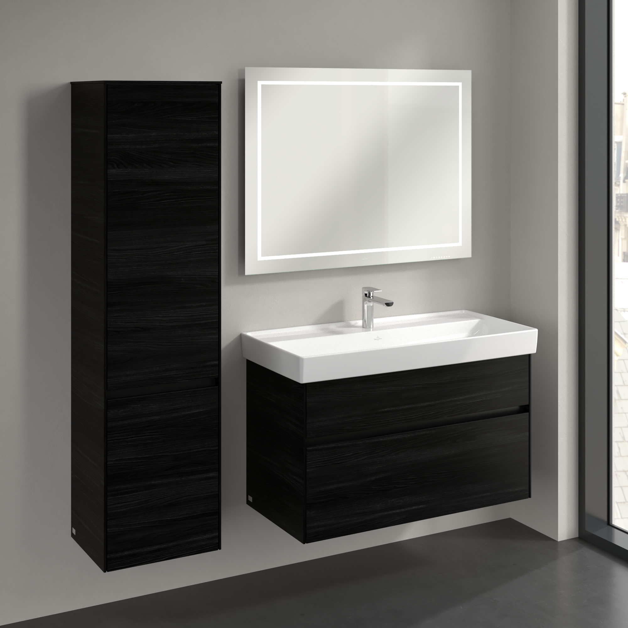 Collaro Armadio a colonna, 2 ante, 404x1538x349mm, Corpo: Black Oak, Fronte: Black Oak