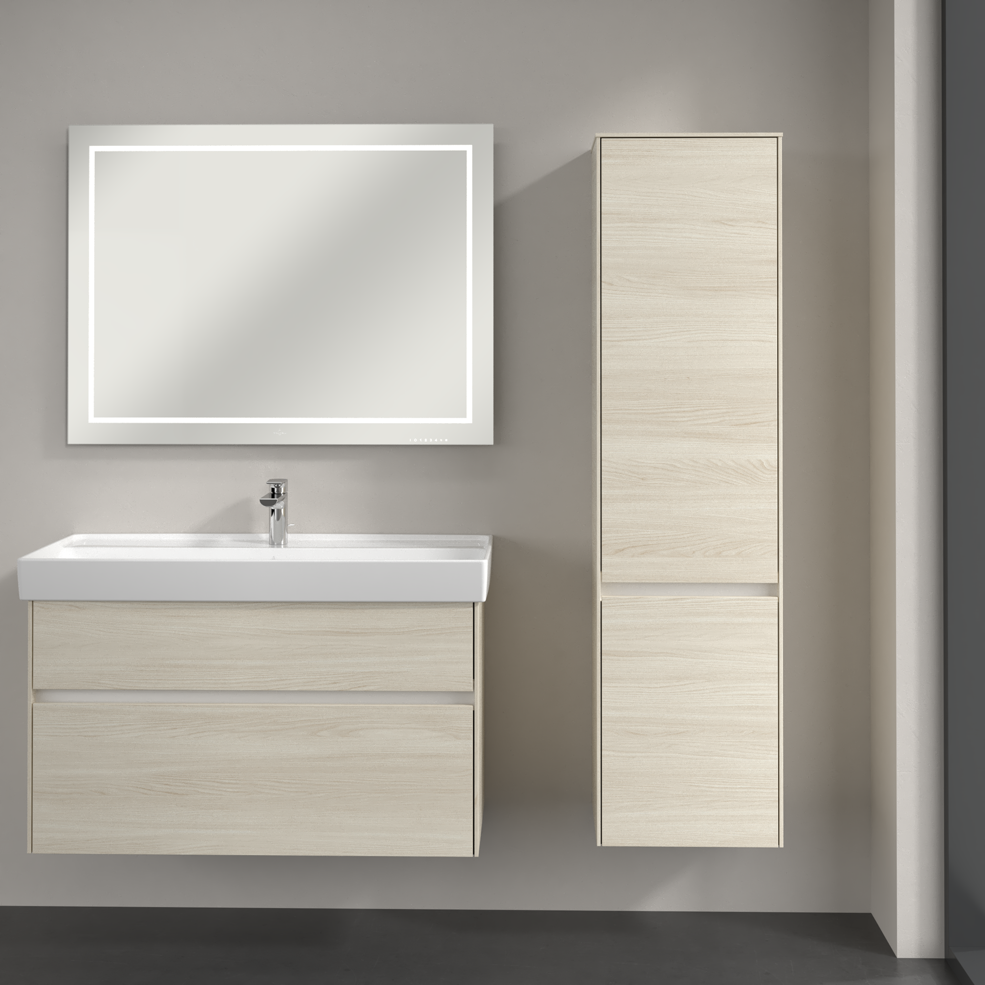 Collaro Tall cabinet, 2 doors, 404x1538x349mm, Body: White Oak, Front: White Oak