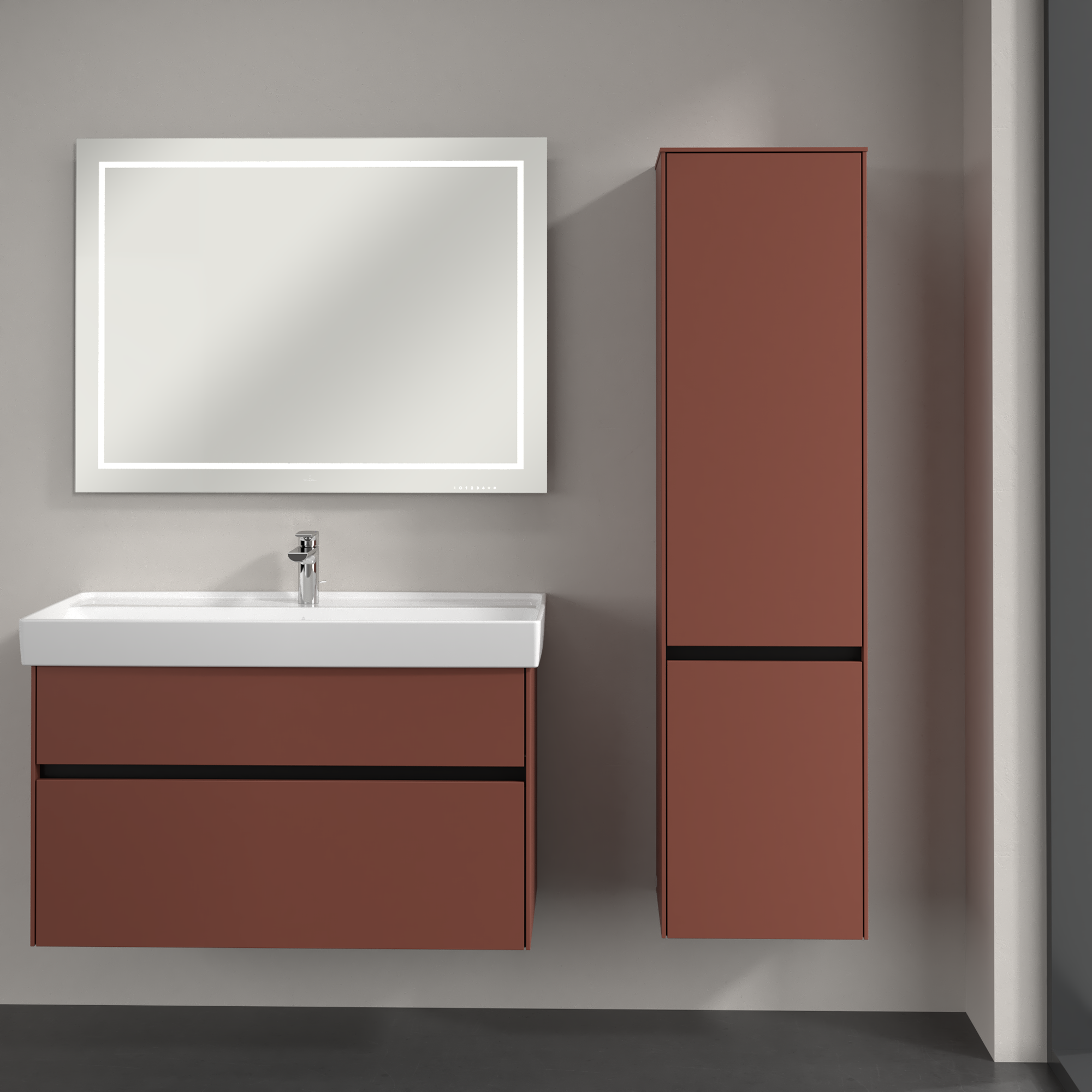 Collaro Tall cabinet, 2 doors, 404x1538x349mm, Body: Wine Red, Front: Wine Red
