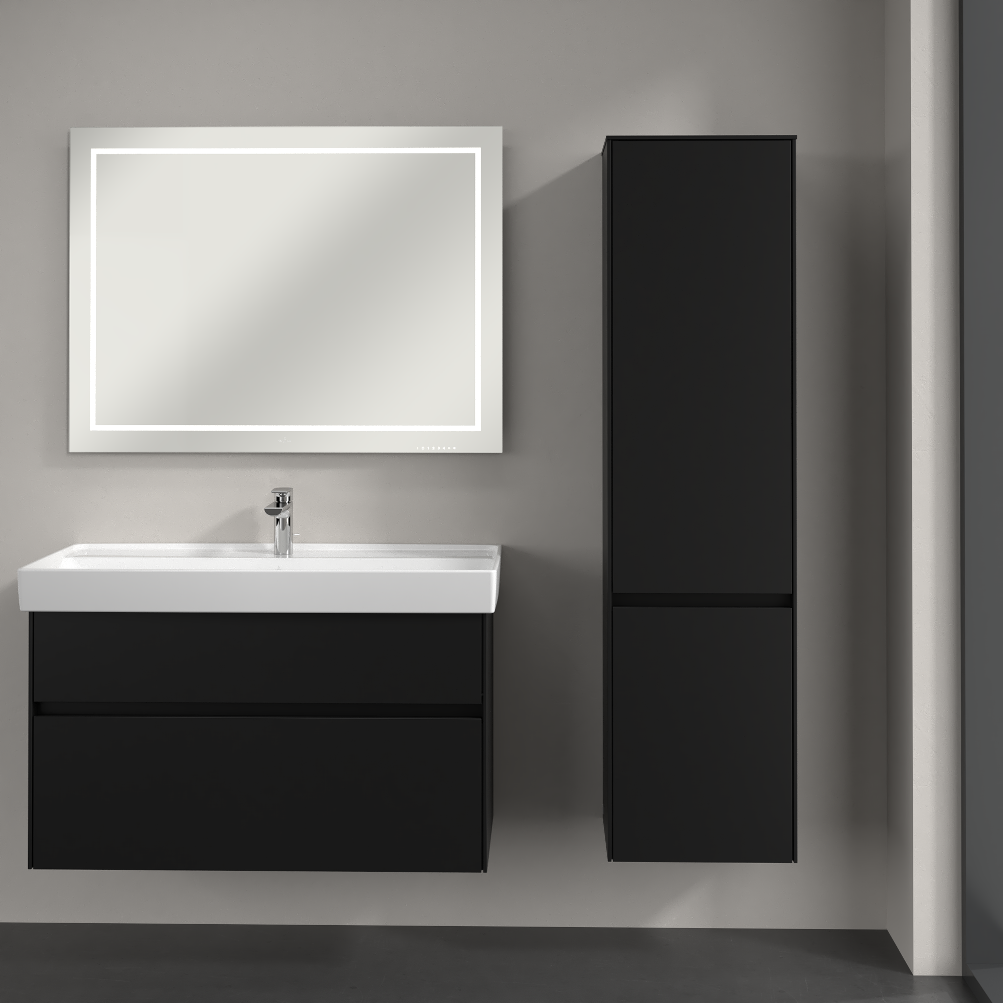 Collaro Tall cabinet, 2 doors, 404x1538x349mm, Body: Volcano Black, Front: Volcano Black