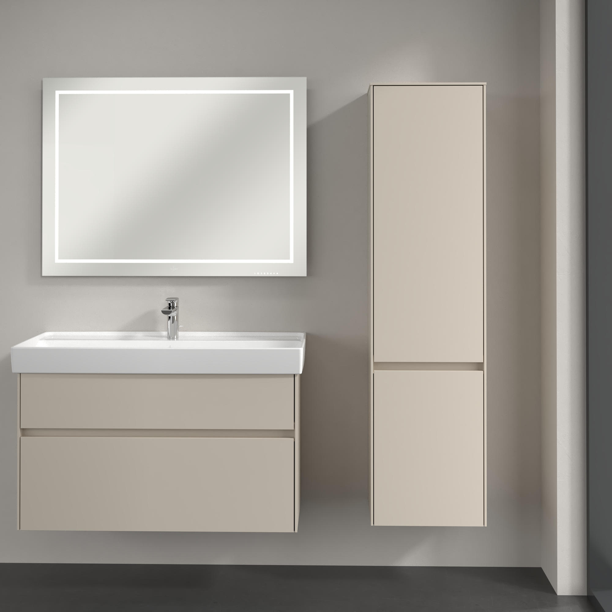 Collaro Tall cabinet, 2 doors, 404x1538x349mm, Body: Cashmere Grey, Front: Cashmere Grey
