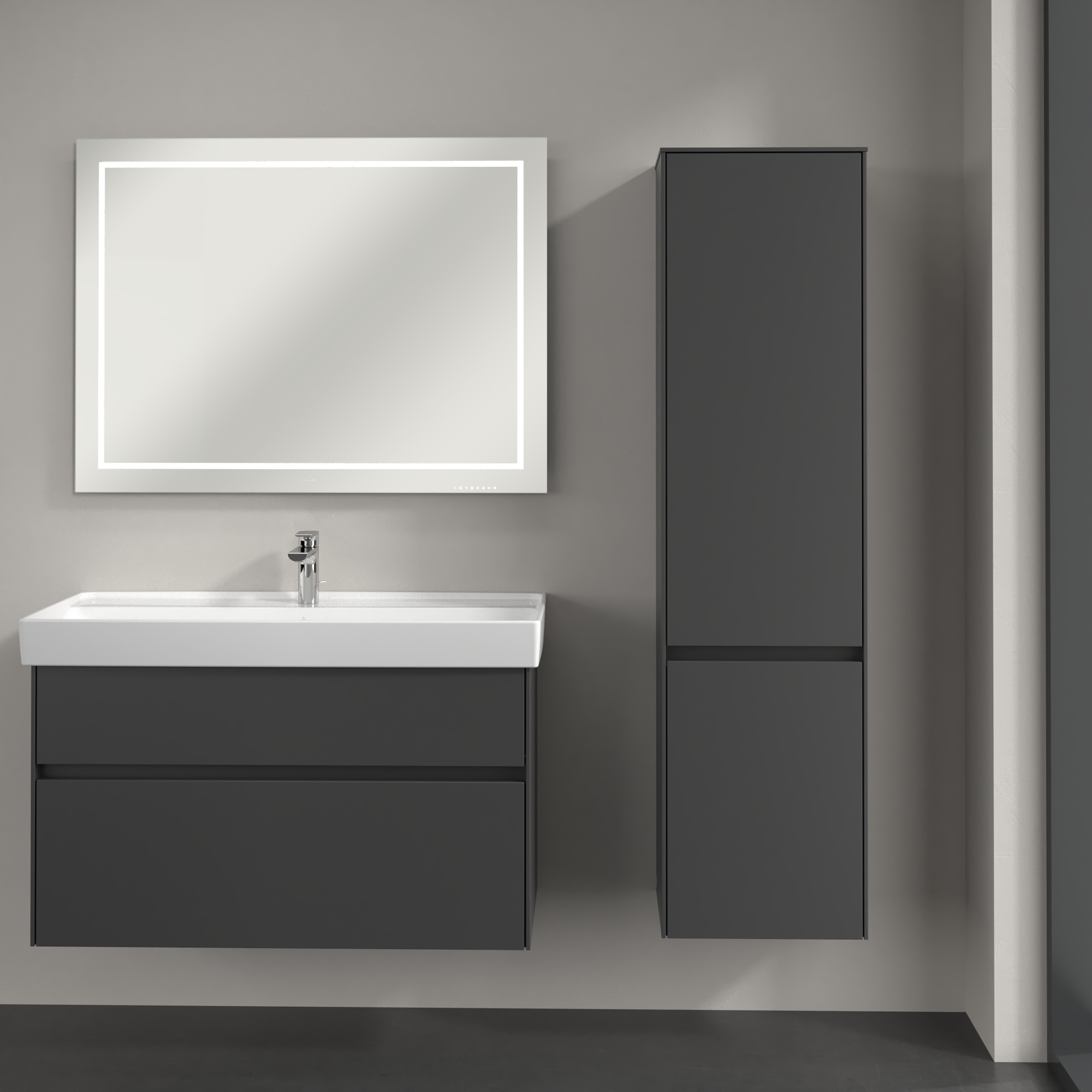 Collaro Hochschrank, 2 Türen, 404x1538x349mm, Korpus: Graphite, Front: Graphite