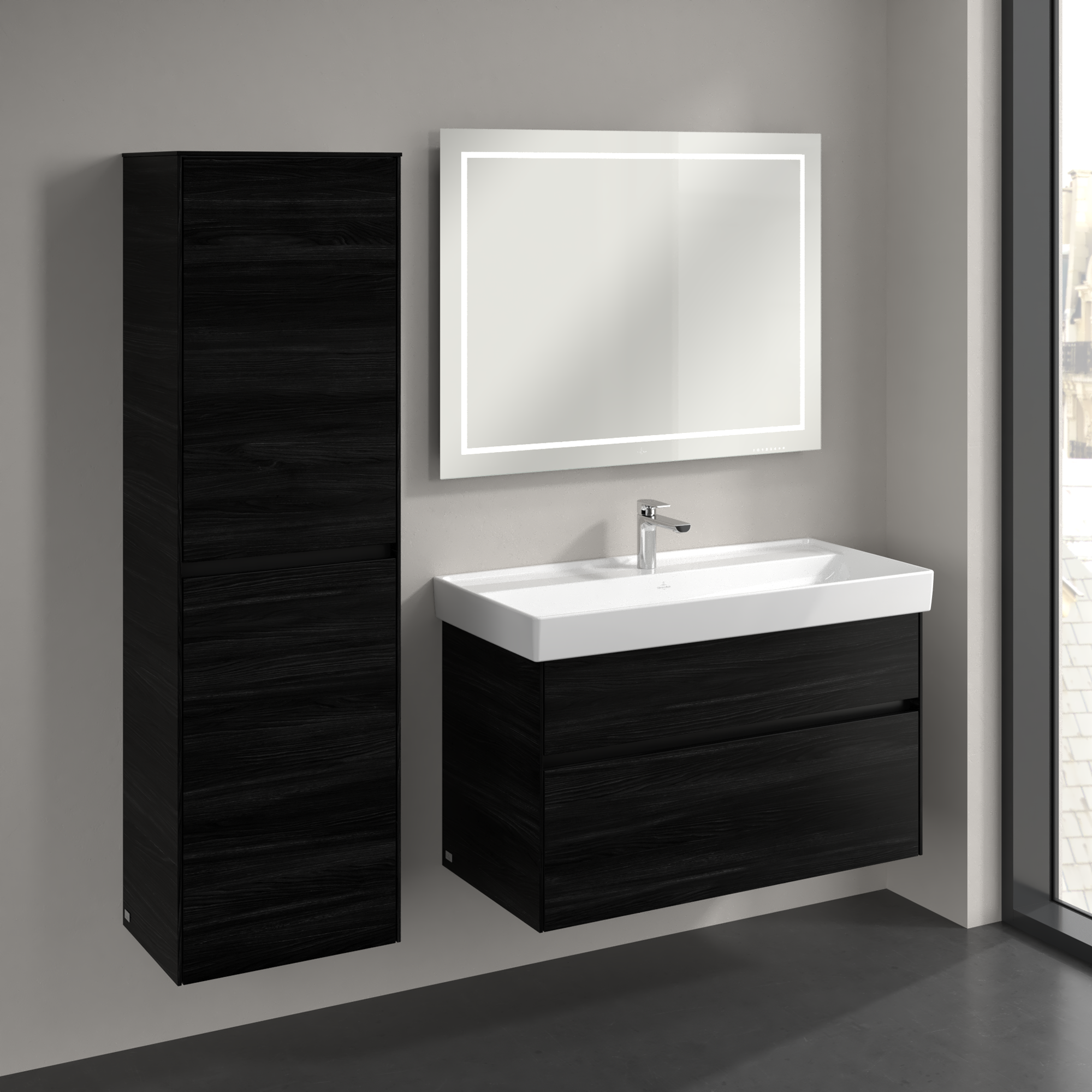 Collaro Armadio a colonna, 2 ante, 454x1538x347mm, Corpo: Black Oak, Fronte: Black Oak