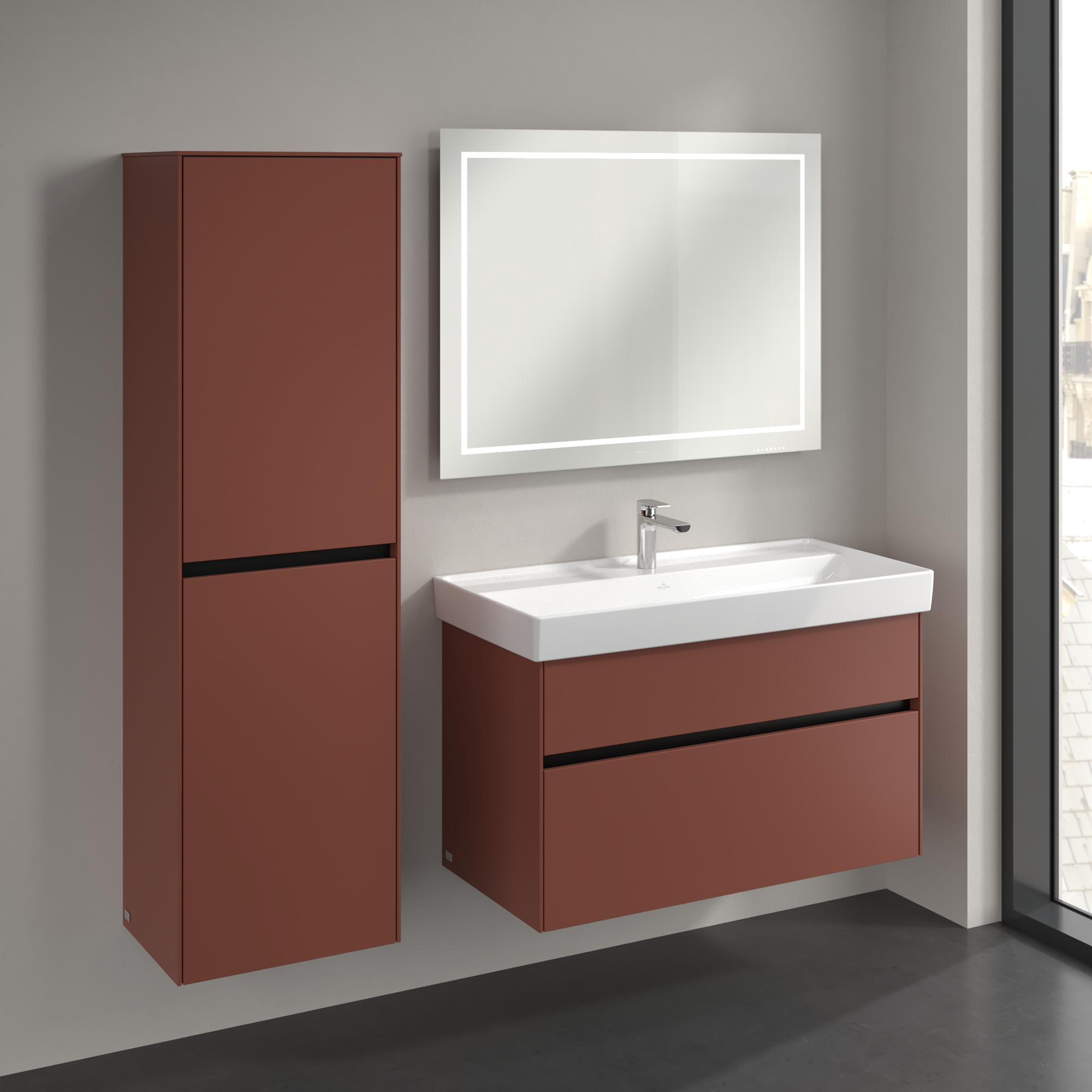 Collaro Armadio a colonna, 2 ante, 454x1538x347mm, Corpo: Wine Red, Fronte: Wine Red
