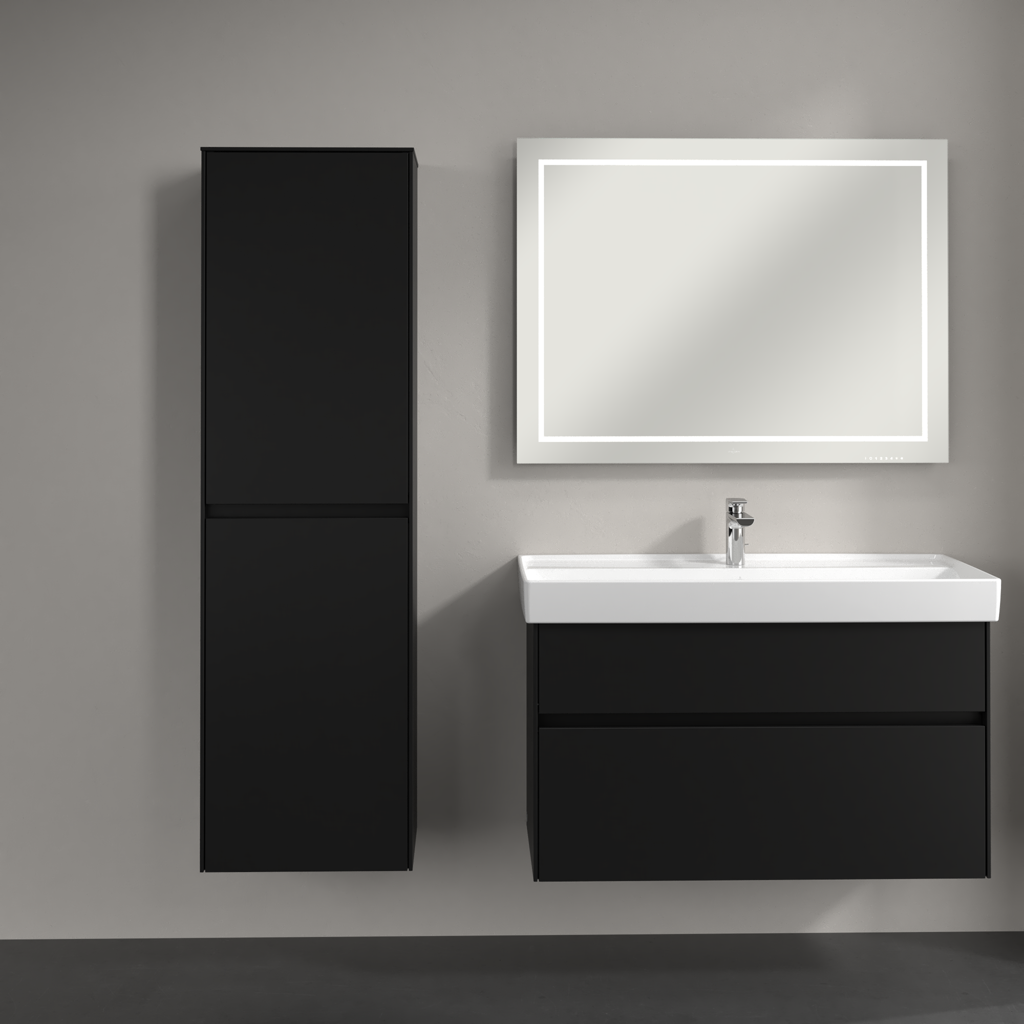 Collaro Tall cabinet, 2 doors, 454x1538x347mm, Body: Volcano Black, Front: Volcano Black