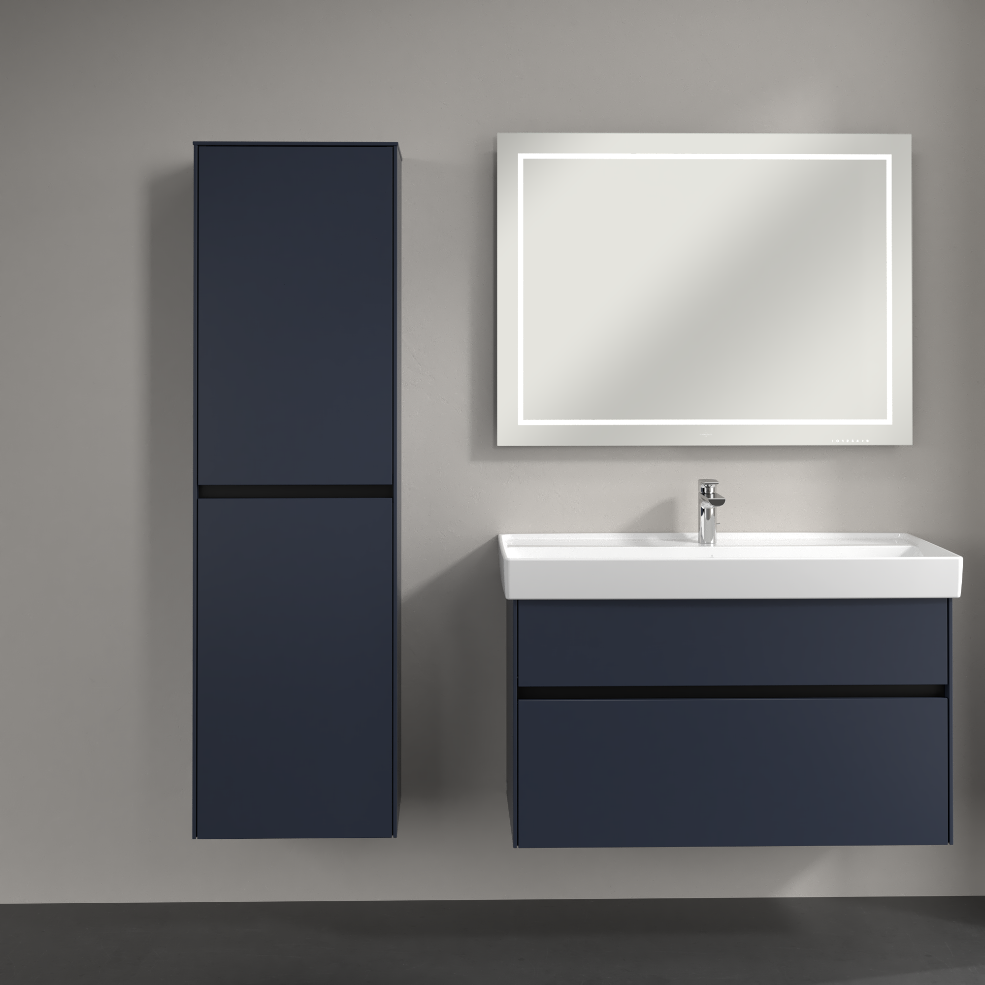 Collaro Tall cabinet, 2 doors, 454x1538x347mm, Body: Marine Blue, Front: Marine Blue