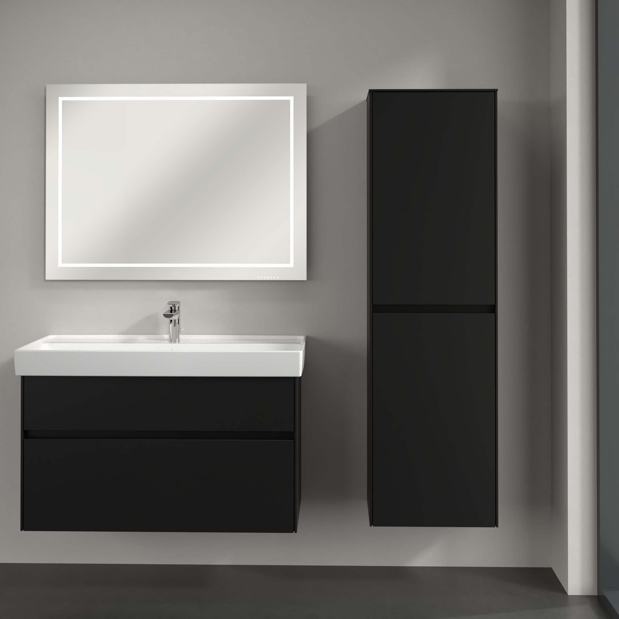 Collaro Tall cabinet, 2 doors, 454x1538x347mm, Body: Volcano Black, Front: Volcano Black