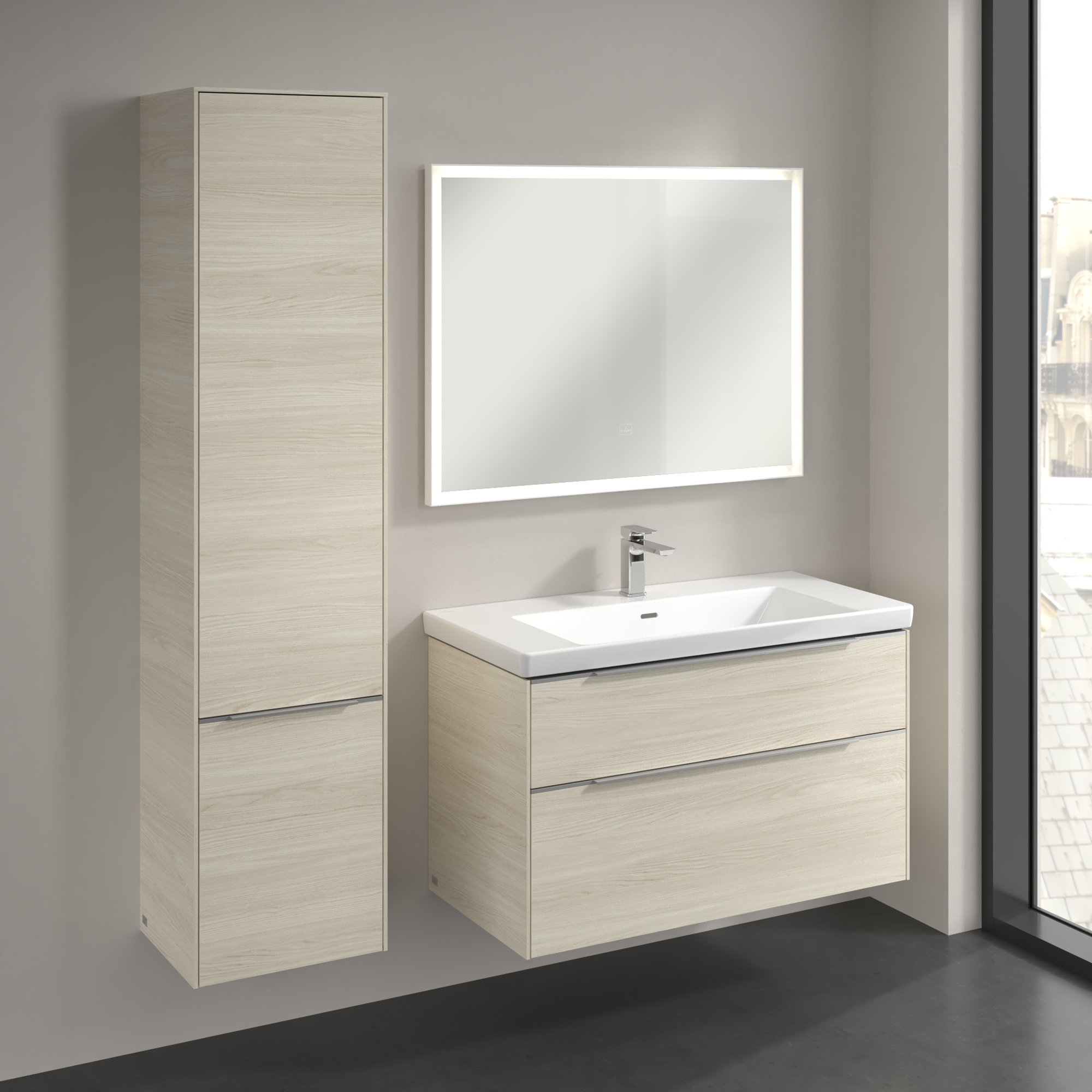 Subway 3.0 Hochschrank, 2 Türen, 400x1710x346mm, Korpus: White Oak, Front: White Oak