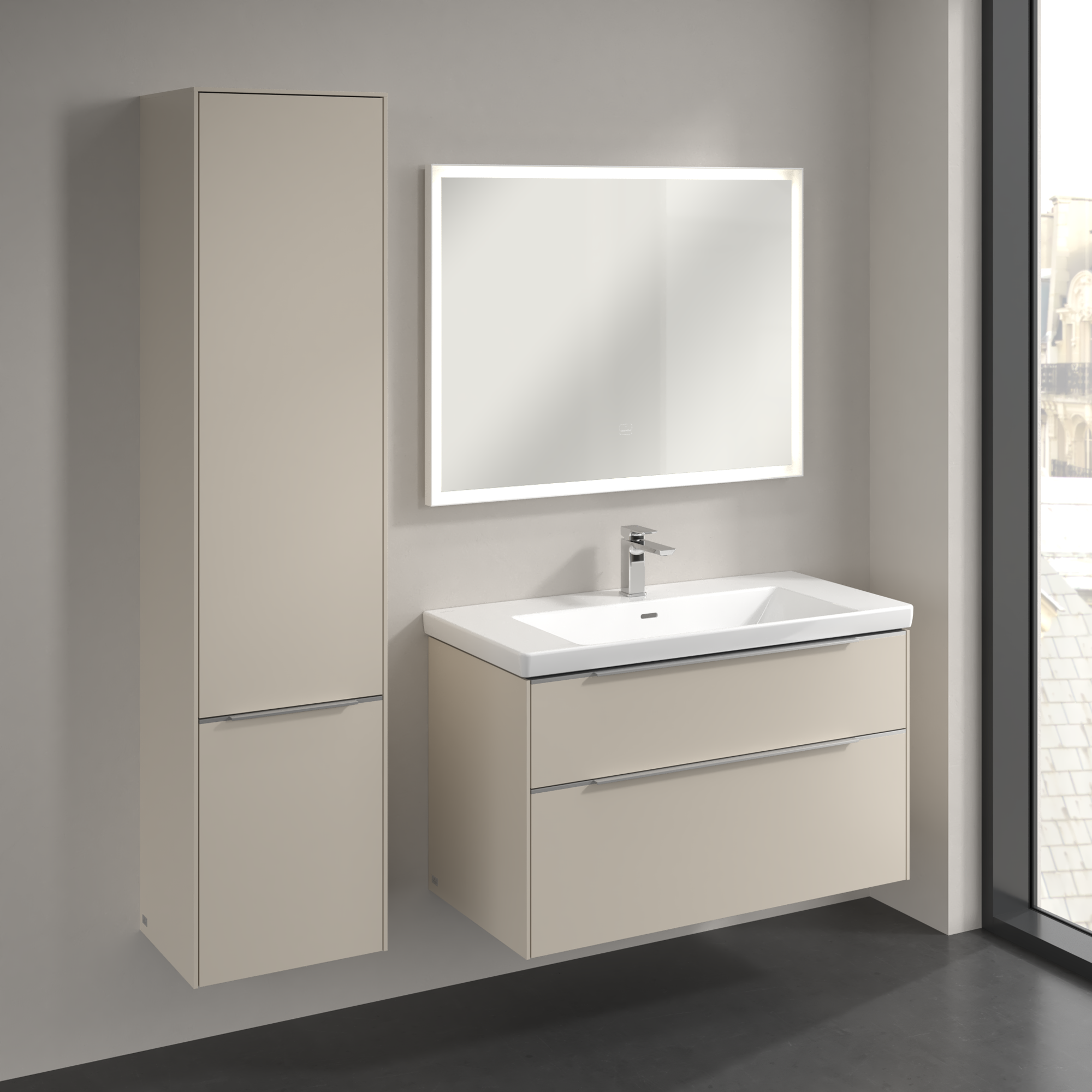 Subway 3.0 Tall cabinet, 2 doors, 400x1710x346mm, Body: Cashmere Grey, Front: Cashmere Grey