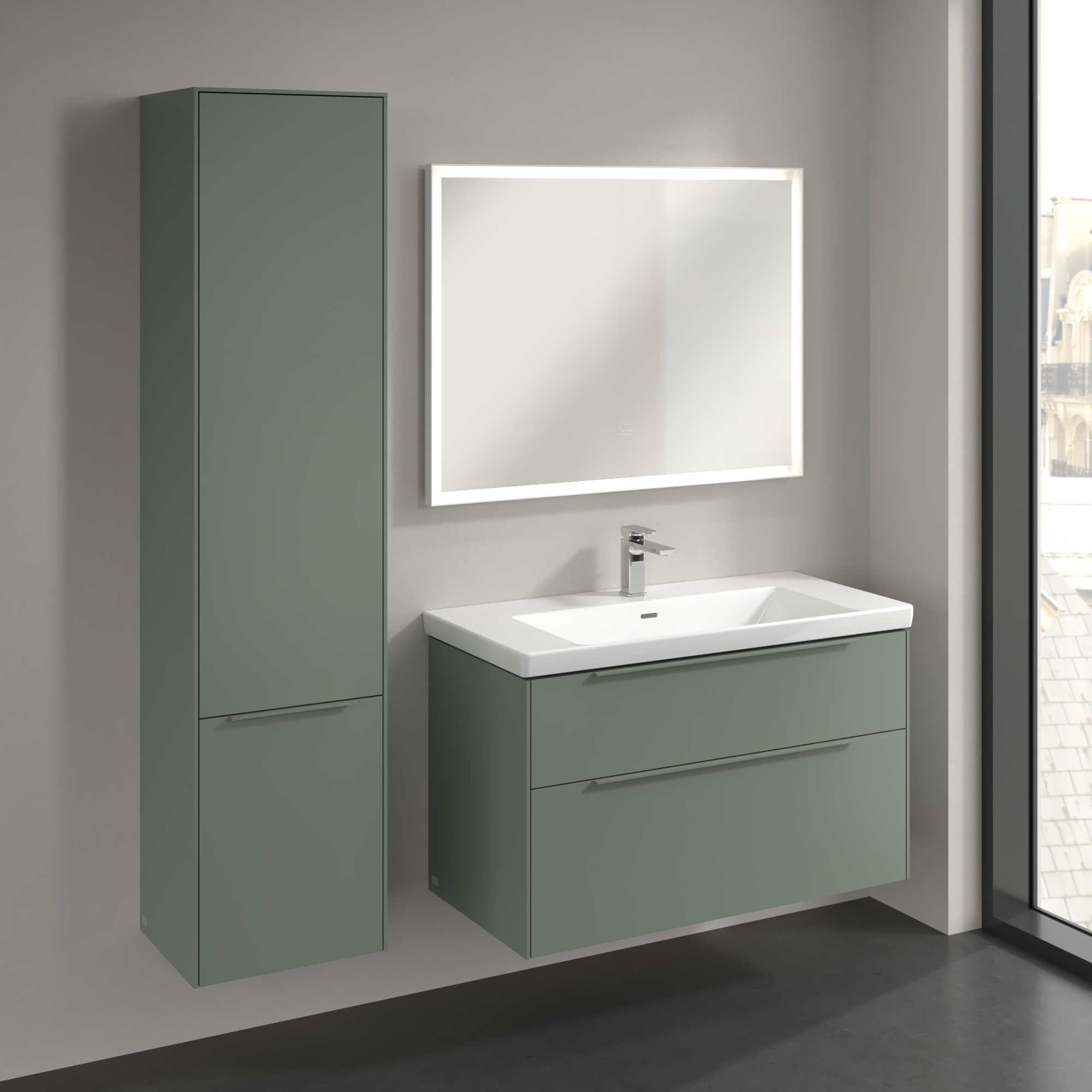 Subway 3.0 Armoire haute, 2 portes, 400x1710x346mm, Caisson: Soft Green, Façade: Soft Green