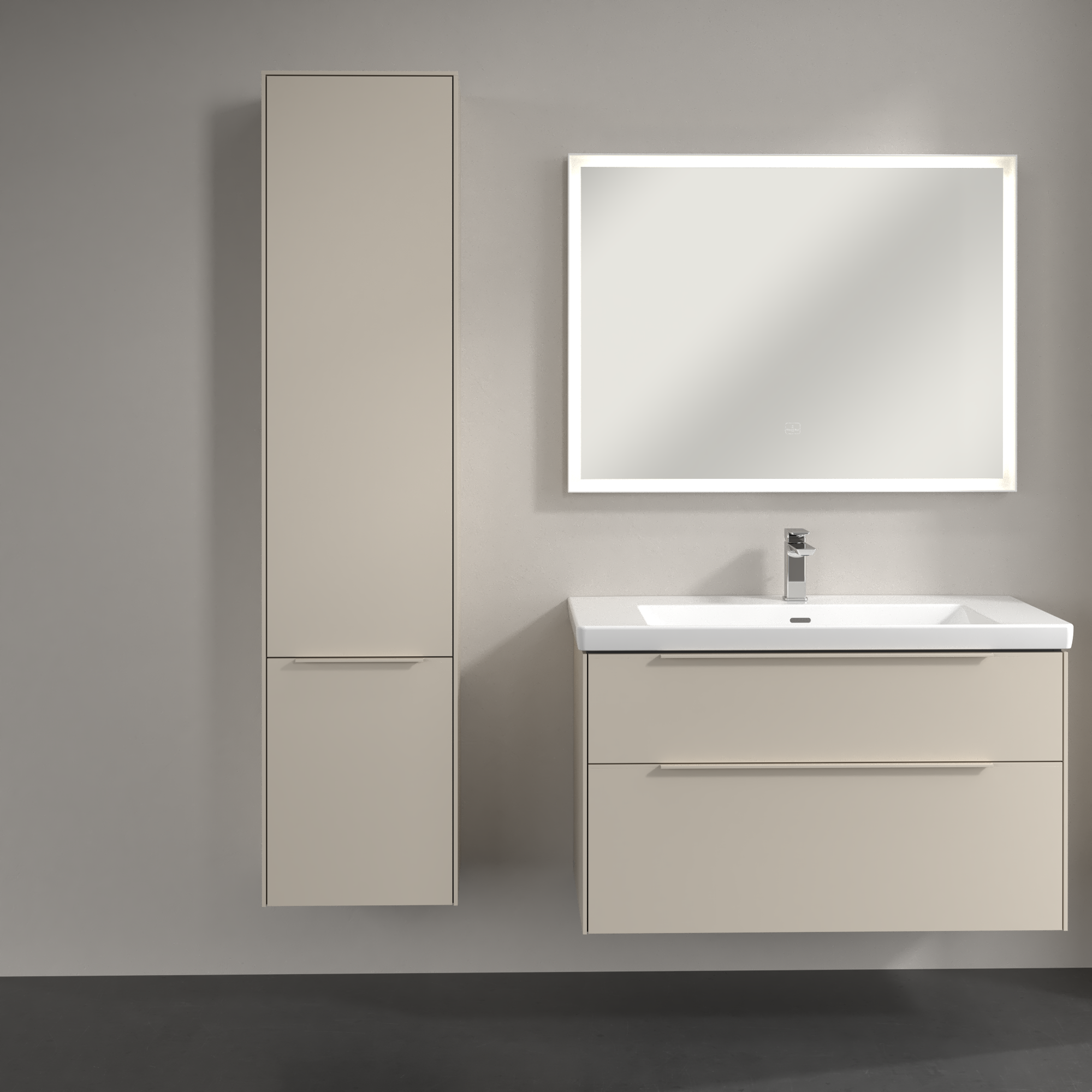 Subway 3.0 Armoire haute, 2 portes, 400x1710x346mm, Caisson: Cashmere Grey, Façade: Cashmere Grey
