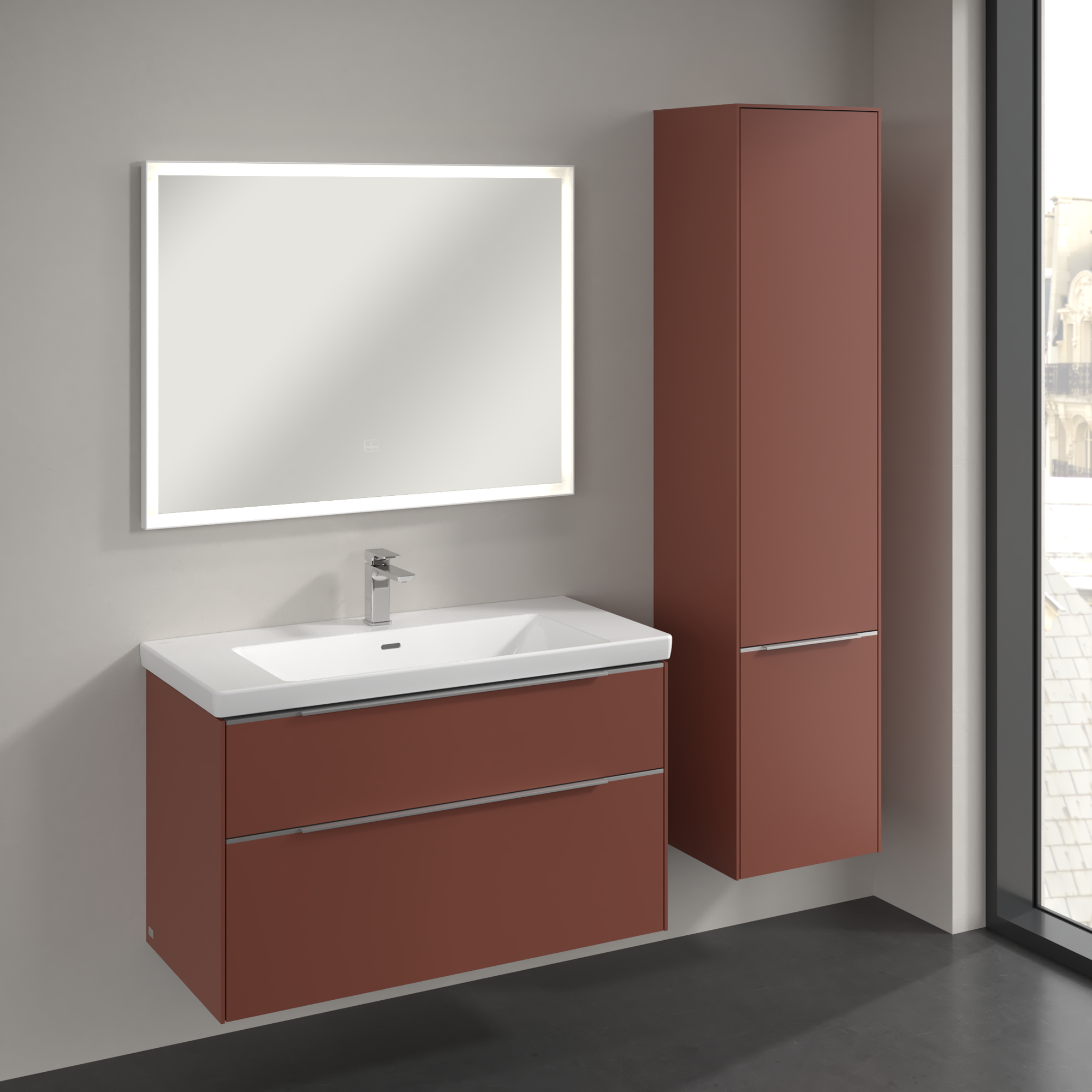 Subway 3.0 Armadio a colonna, 2 ante, 400x1710x346mm, Corpo: Wine Red, Fronte: Wine Red