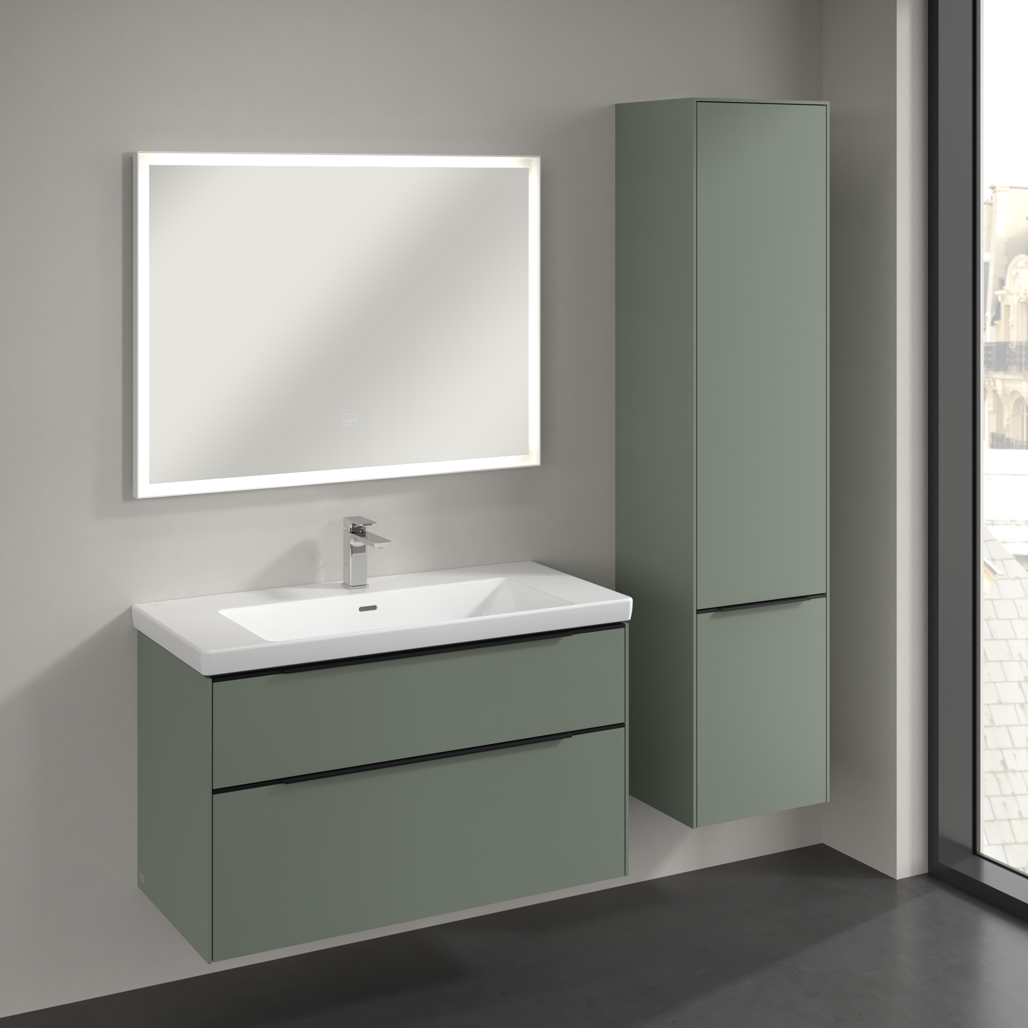 Subway 3.0 Högskåp, 2 dörrar, 400x1710x346mm, Kropp: Soft Green, Framsida: Soft Green