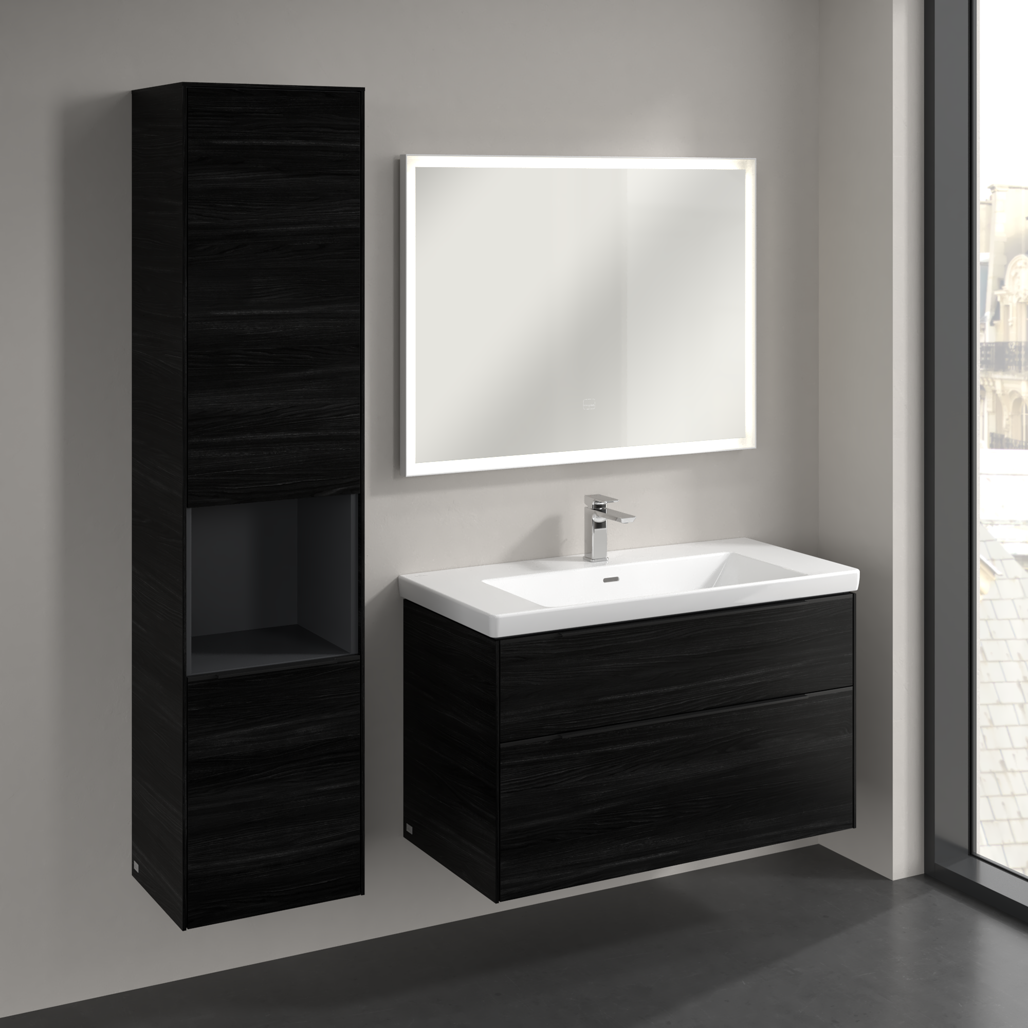 Subway 3.0 Tall cabinet, 2 doors, 400x1710x346mm, Body: Black Oak, Front: Black Oak