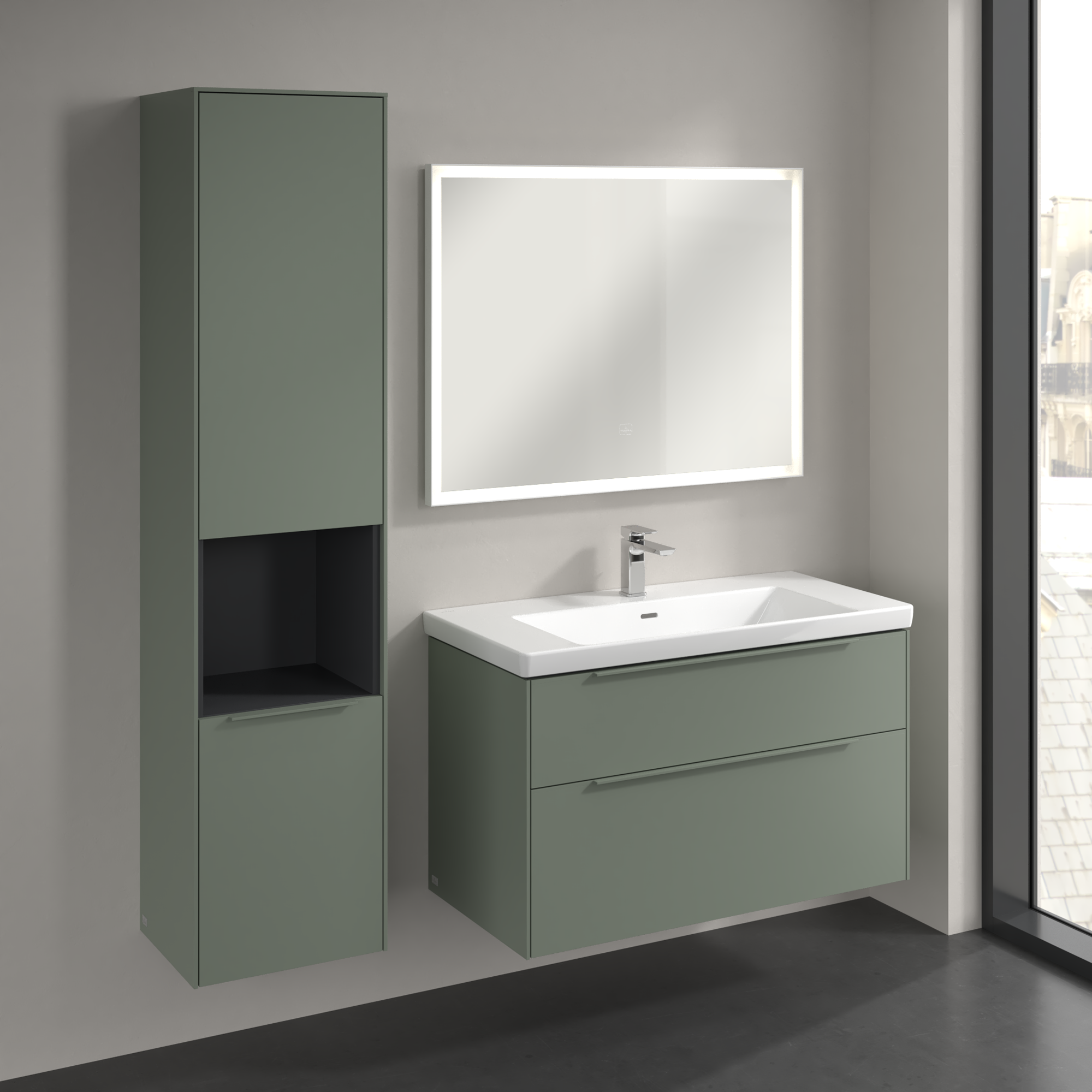 Subway 3.0 Tall cabinet, 2 doors, 400x1710x346mm, Body: Soft Green, Front: Soft Green