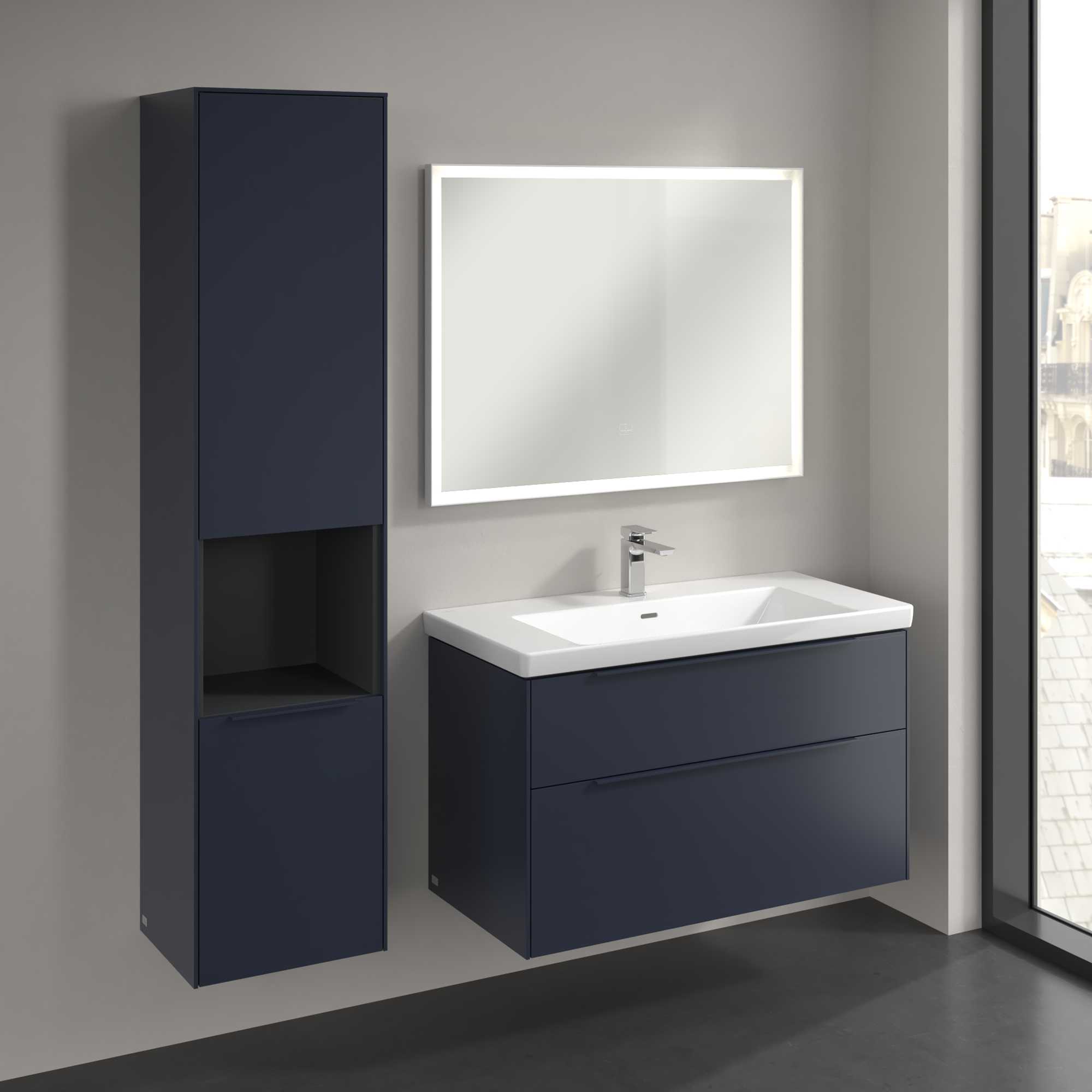 Subway 3.0 Armoire haute, 2 portes, 400x1710x346mm, Caisson: Marine Blue, Façade: Marine Blue