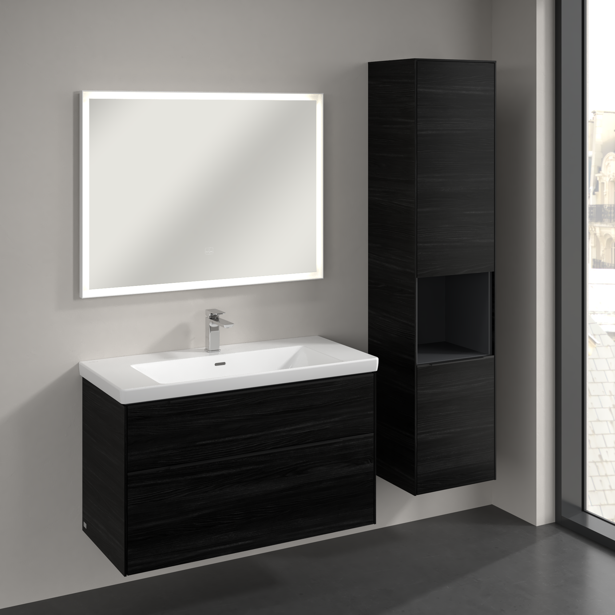 Subway 3.0 Hochschrank, 2 Türen, 400x1710x346mm, Korpus: Black Oak, Front: Black Oak