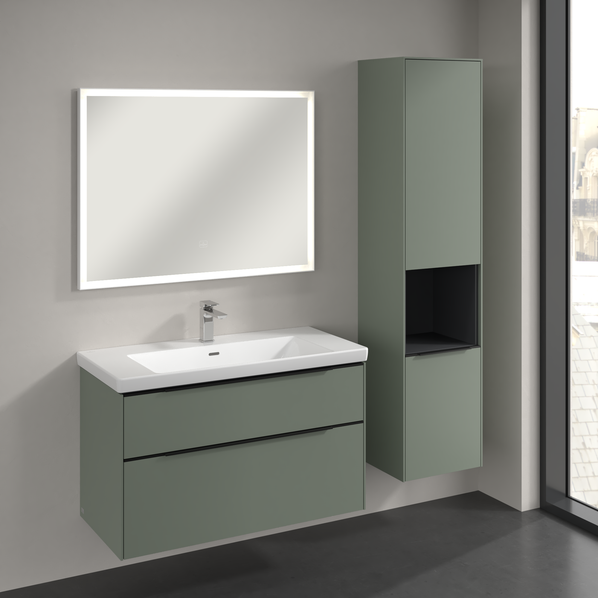 Subway 3.0 Tall cabinet, 2 doors, 400x1710x346mm, Body: Soft Green, Front: Soft Green