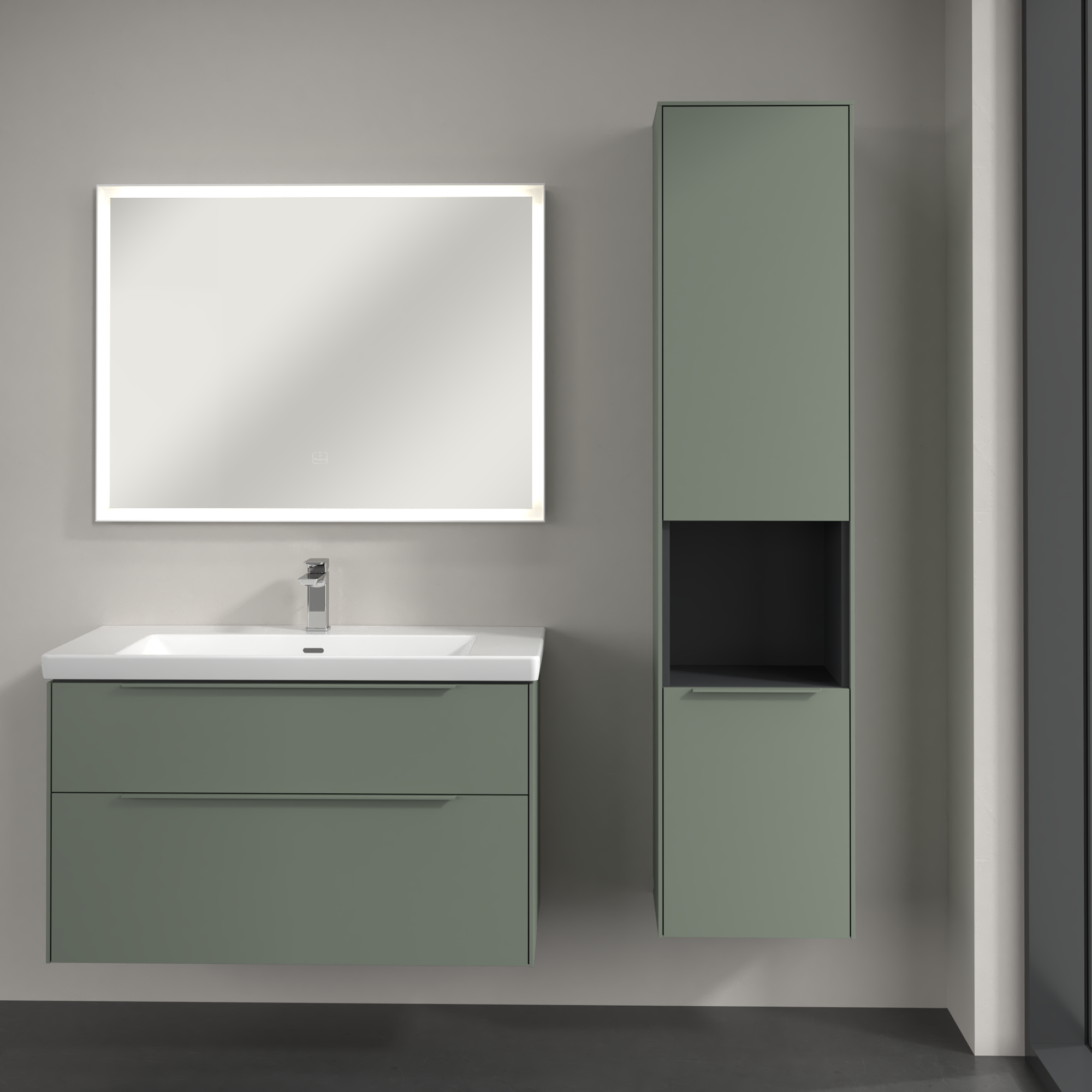 Subway 3.0 Hochschrank, 2 Türen, 400x1710x346mm, Korpus: Soft Green, Front: Soft Green