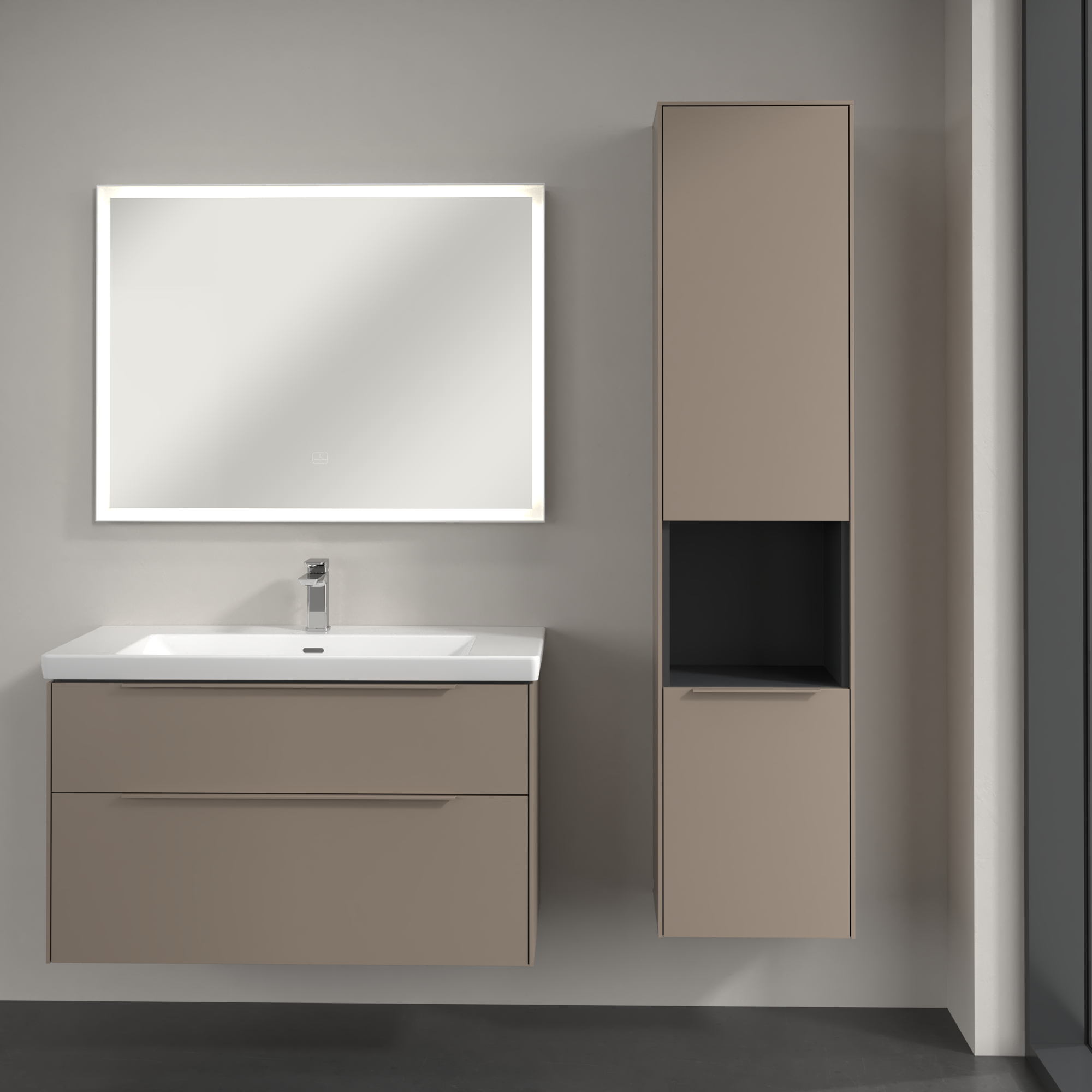 Subway 3.0 Armoire haute, 2 portes, 400x1710x346mm, Caisson: Taupe, Façade: Taupe