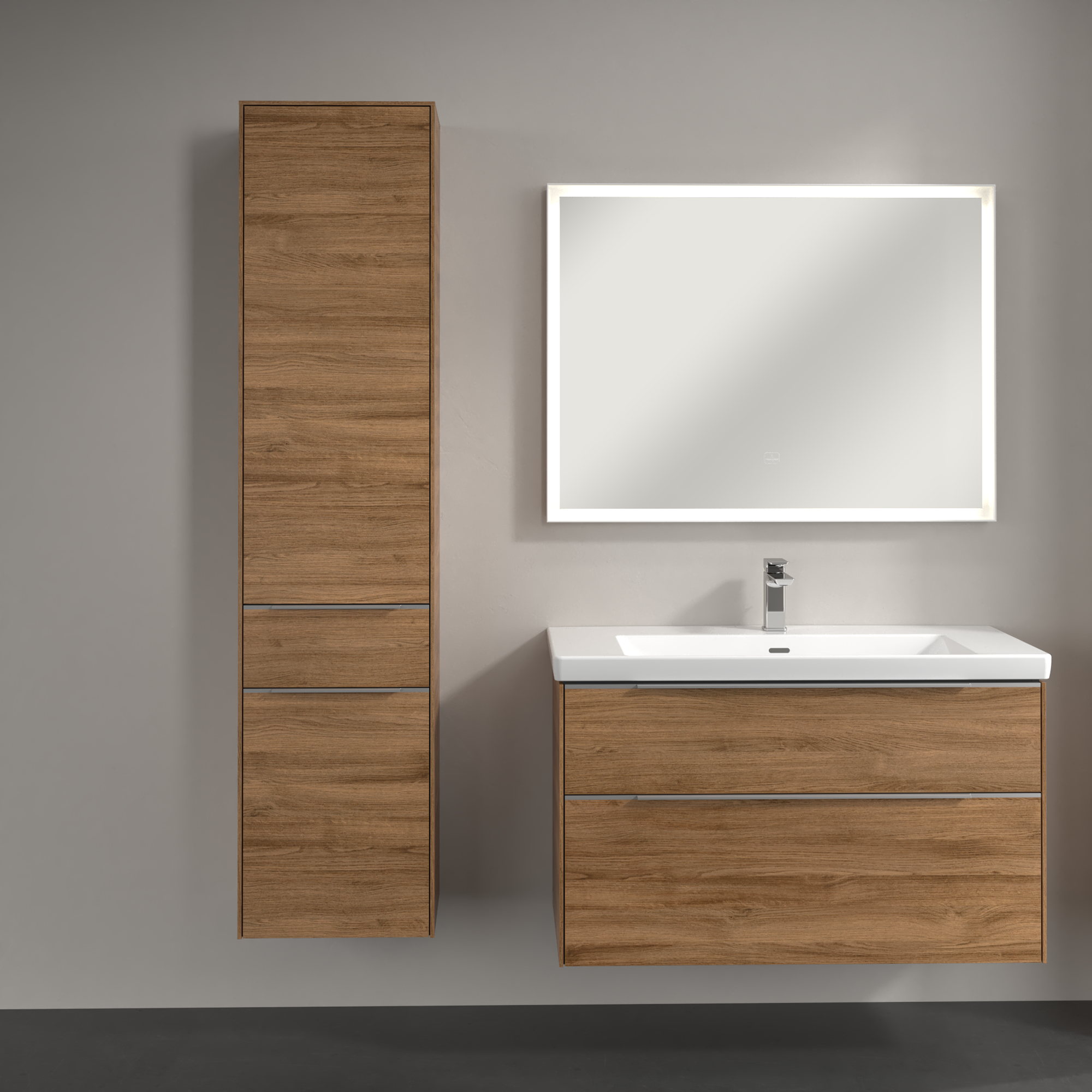 Subway 3.0 Armoire haute, 2 portes, 1 tiroir sur rails, 400x1710x346mm, Caisson: Oak Kansas, Façade: Oak Kansas